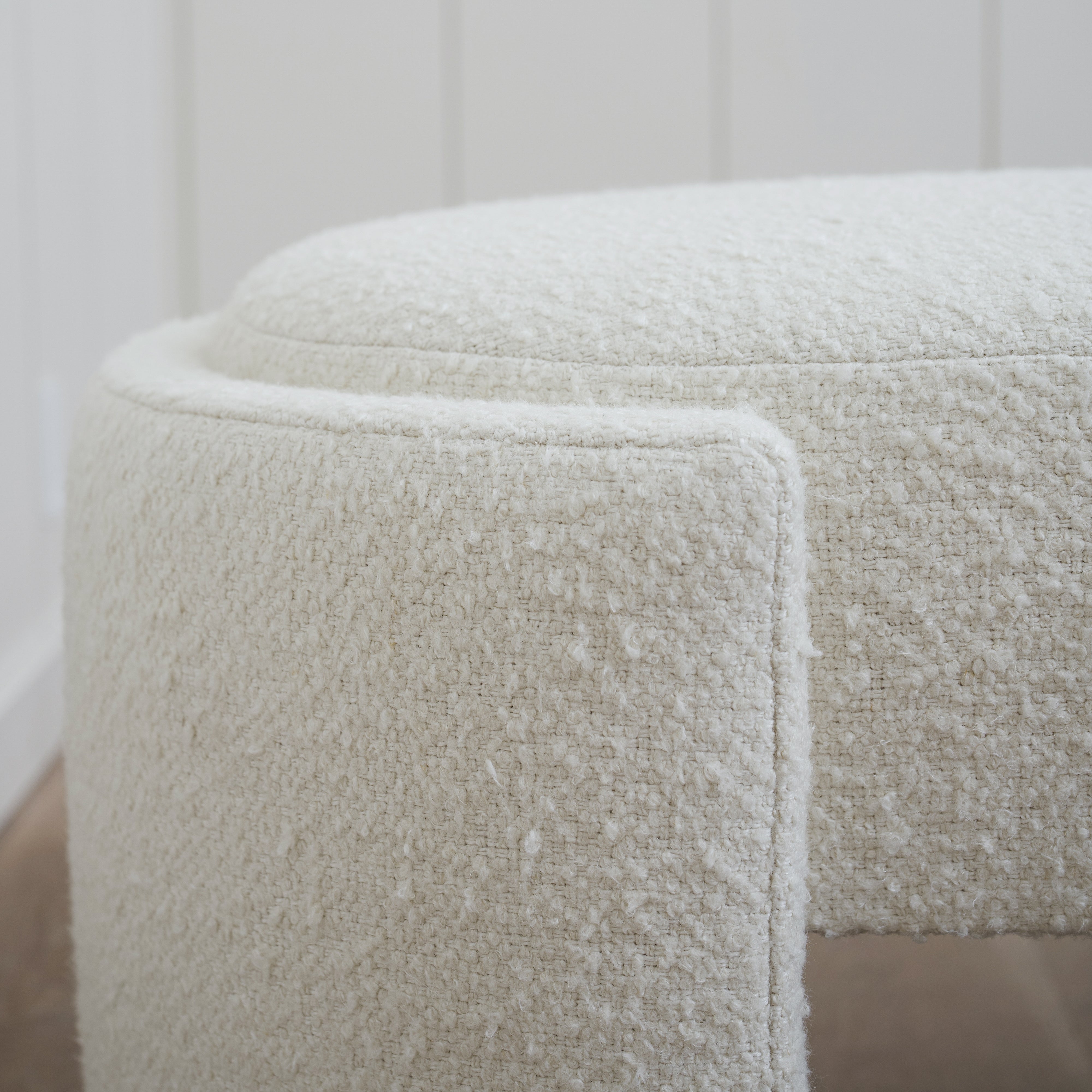 As Shown: Upholstered | Fabric: Berber White | Finish: N/A