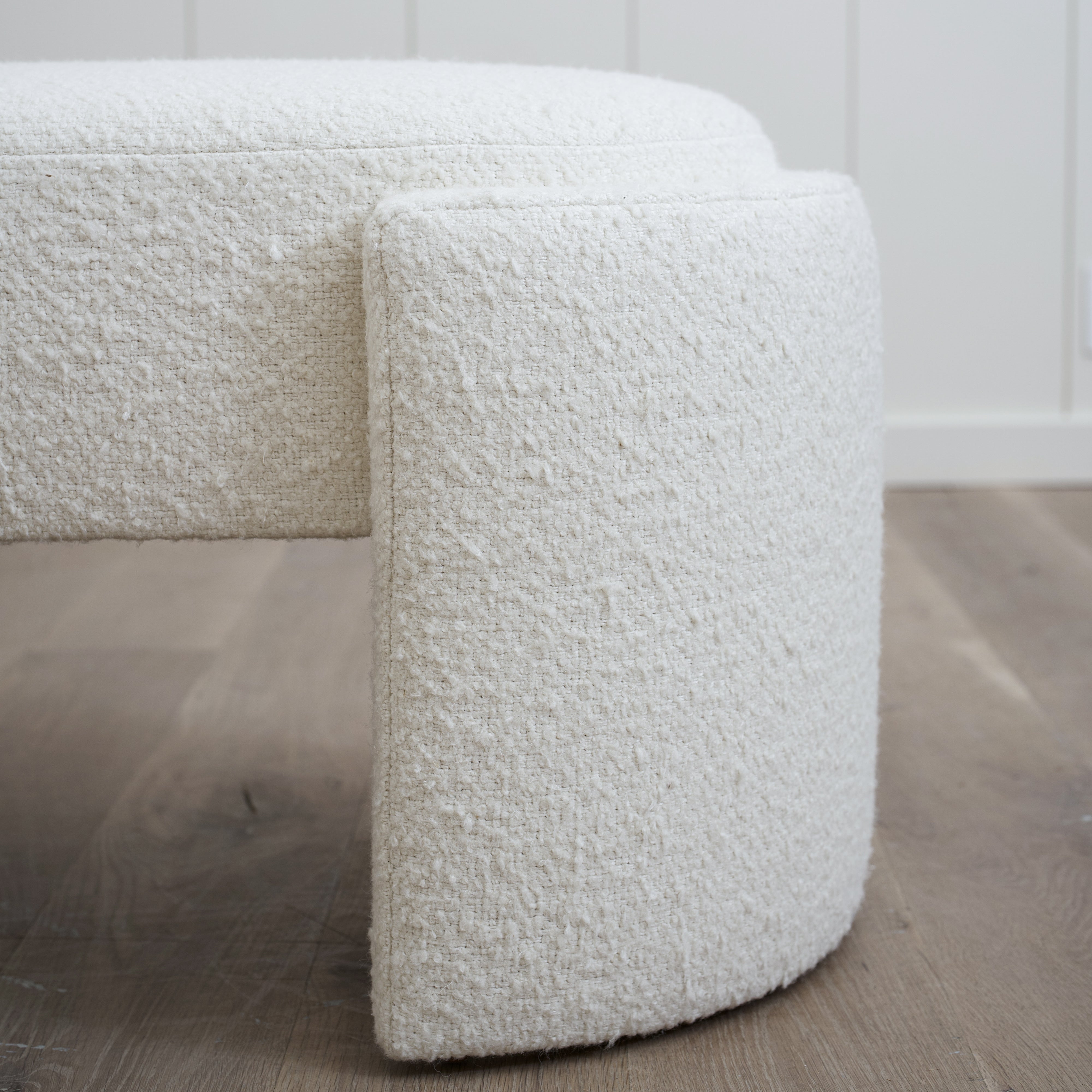As Shown: Upholstered | Fabric: Berber White | Finish: N/A
