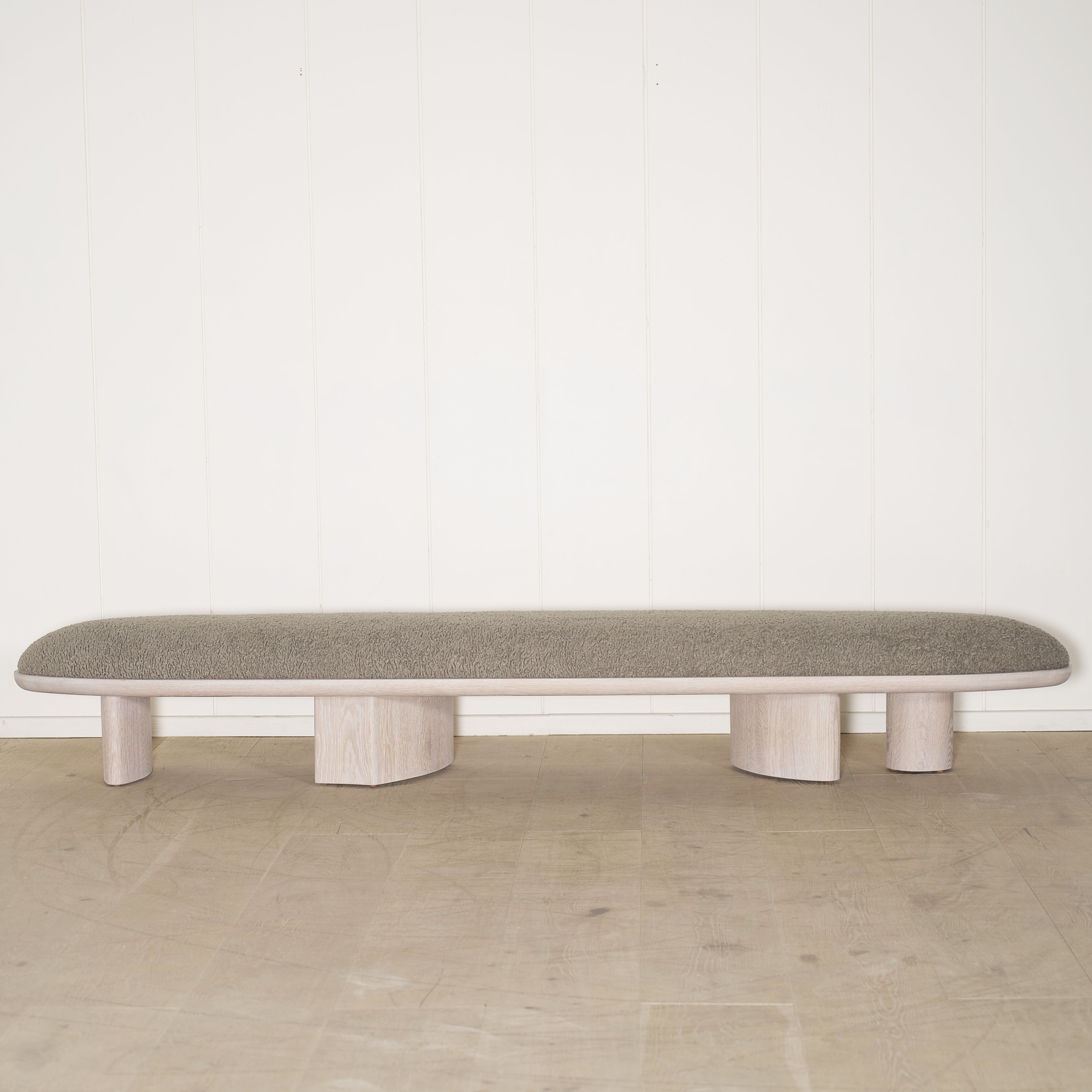 As Shown: in Sheepskin Olive, oak finished in Mint White Super White.