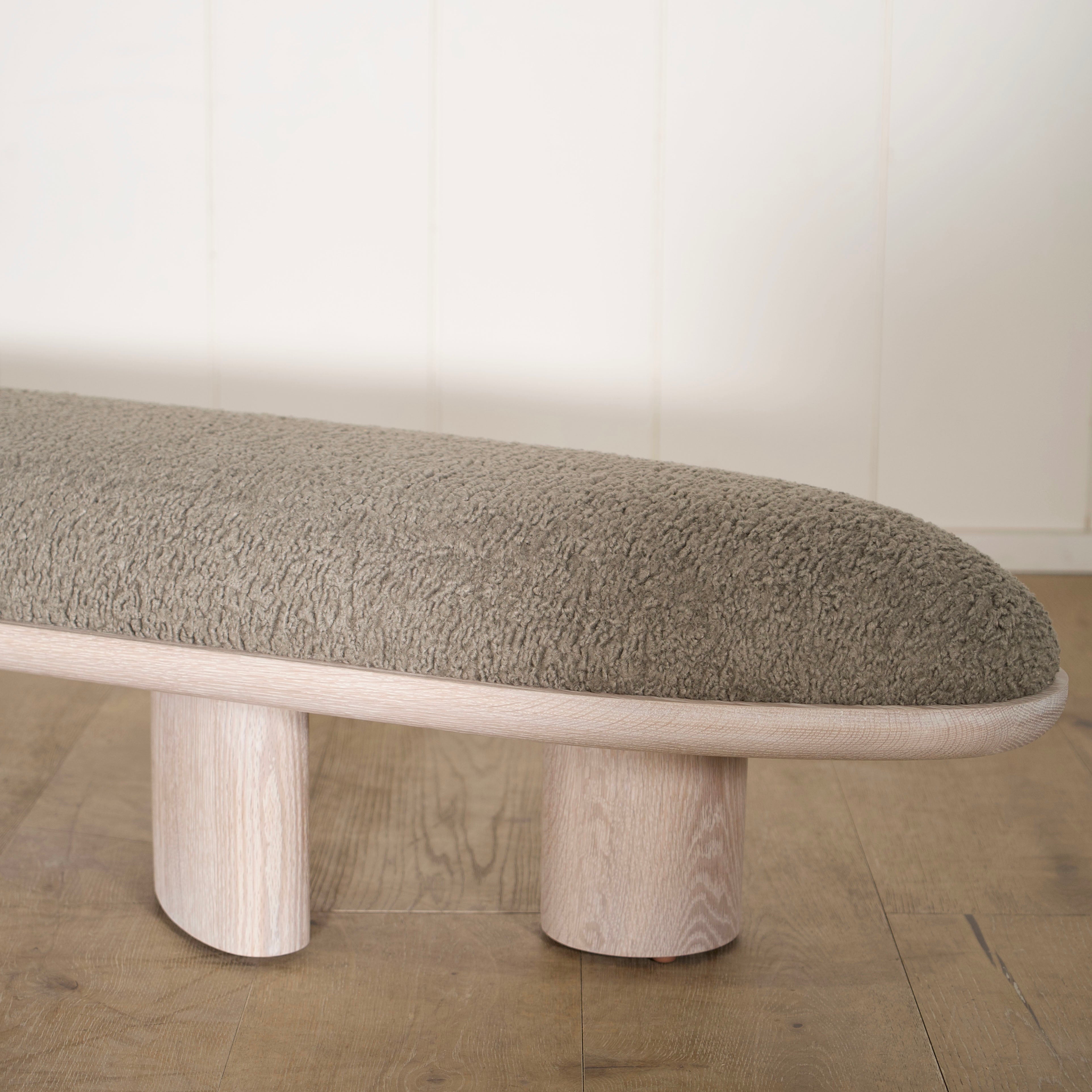 As Shown: in Sheepskin Olive, oak finished in Mint White Super White.