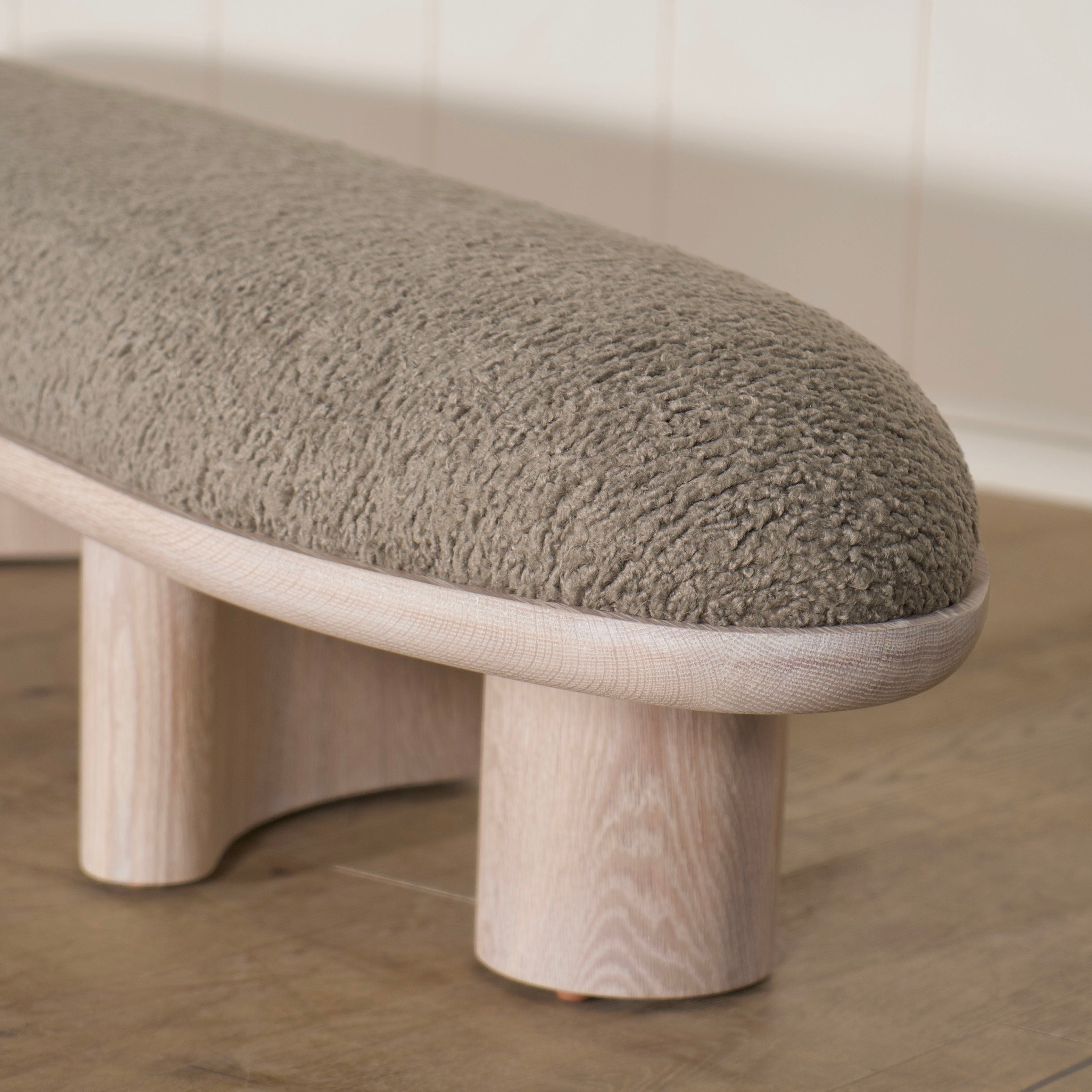 As Shown: in Sheepskin Olive, oak finished in Mint White Super White.