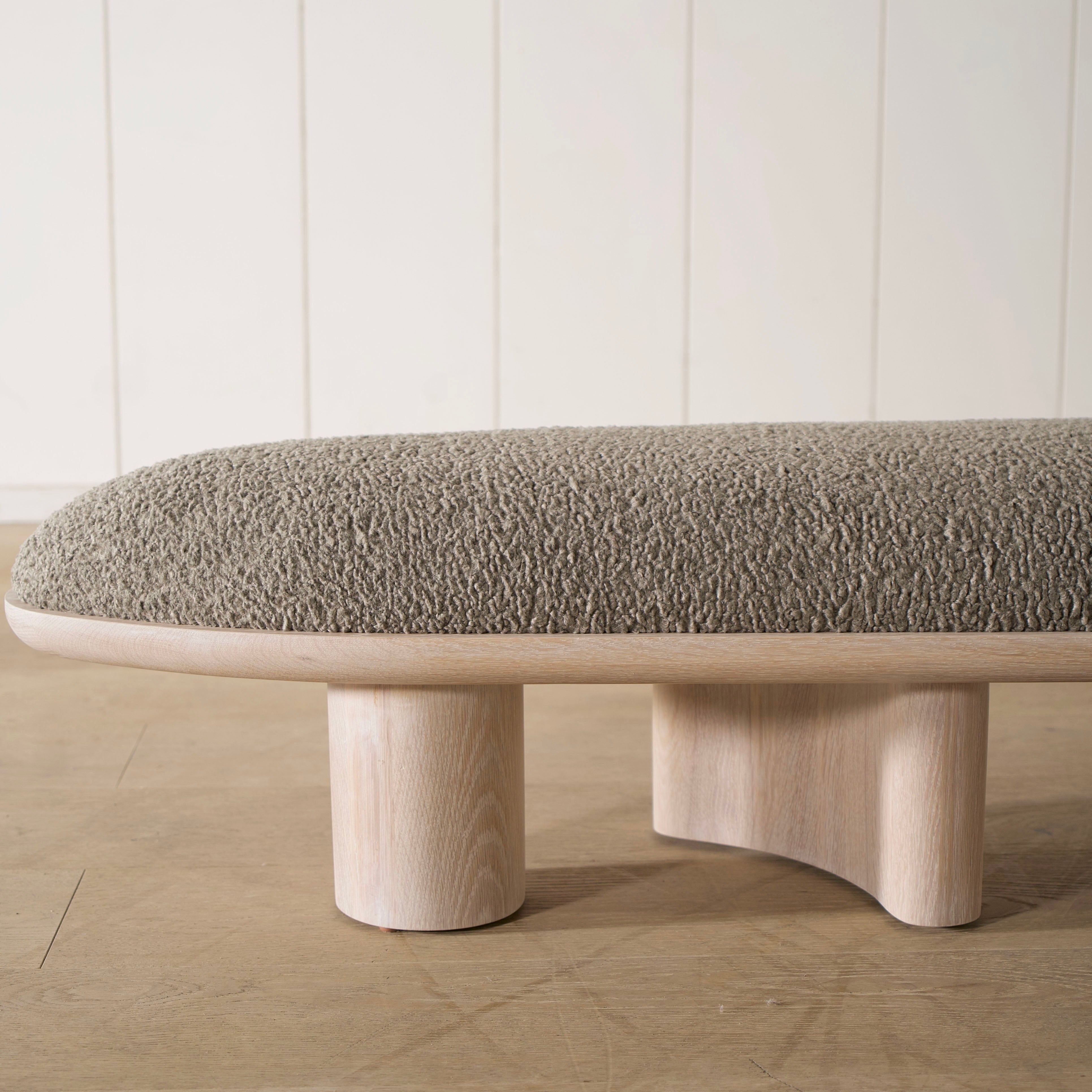 As Shown: in Sheepskin Olive, oak finished in Mint White Super White.