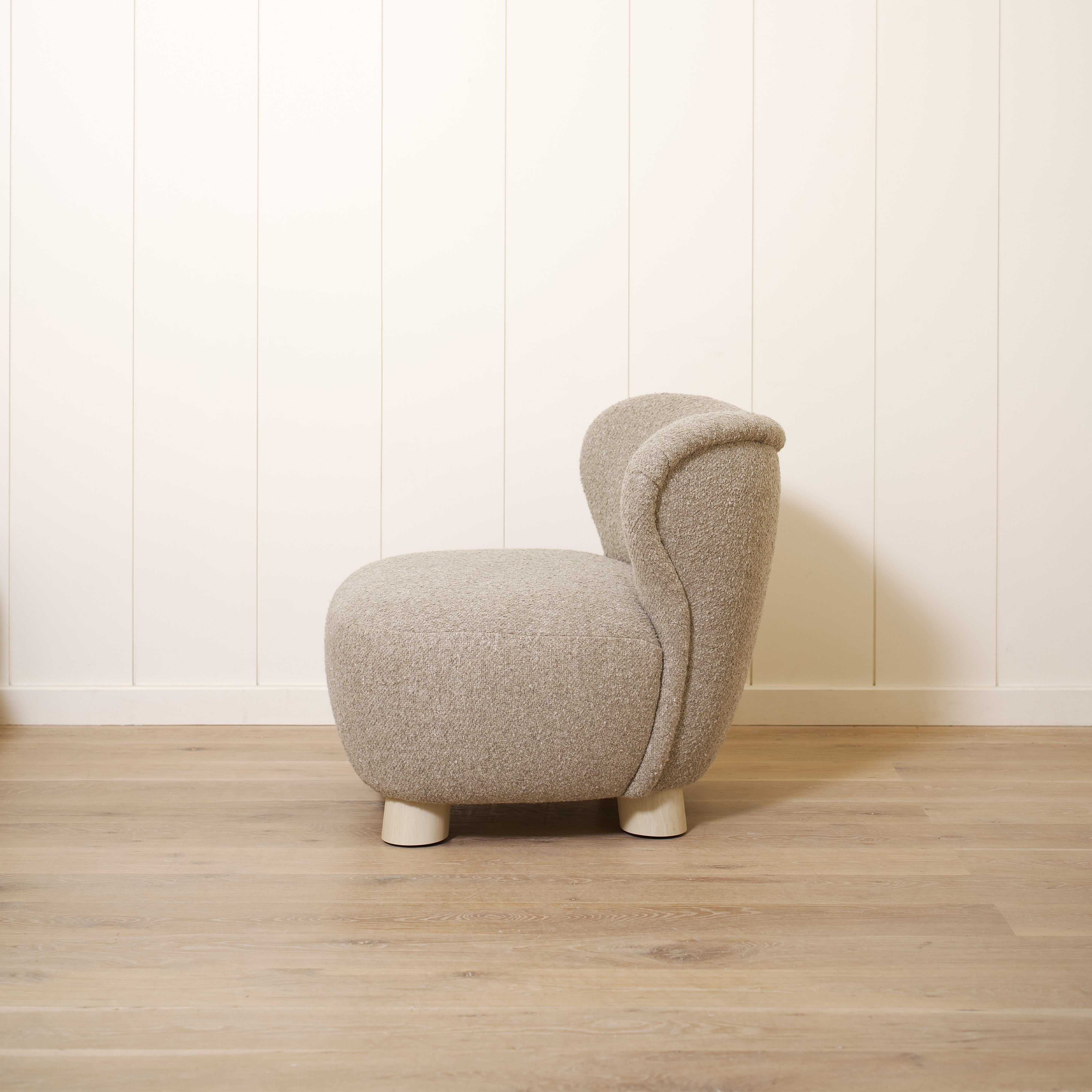 As Shown: 34"W x 35"D x 32"H | Style: Upholstered | Fabric: Berber Shale | Base: Legs | Finish: Sand