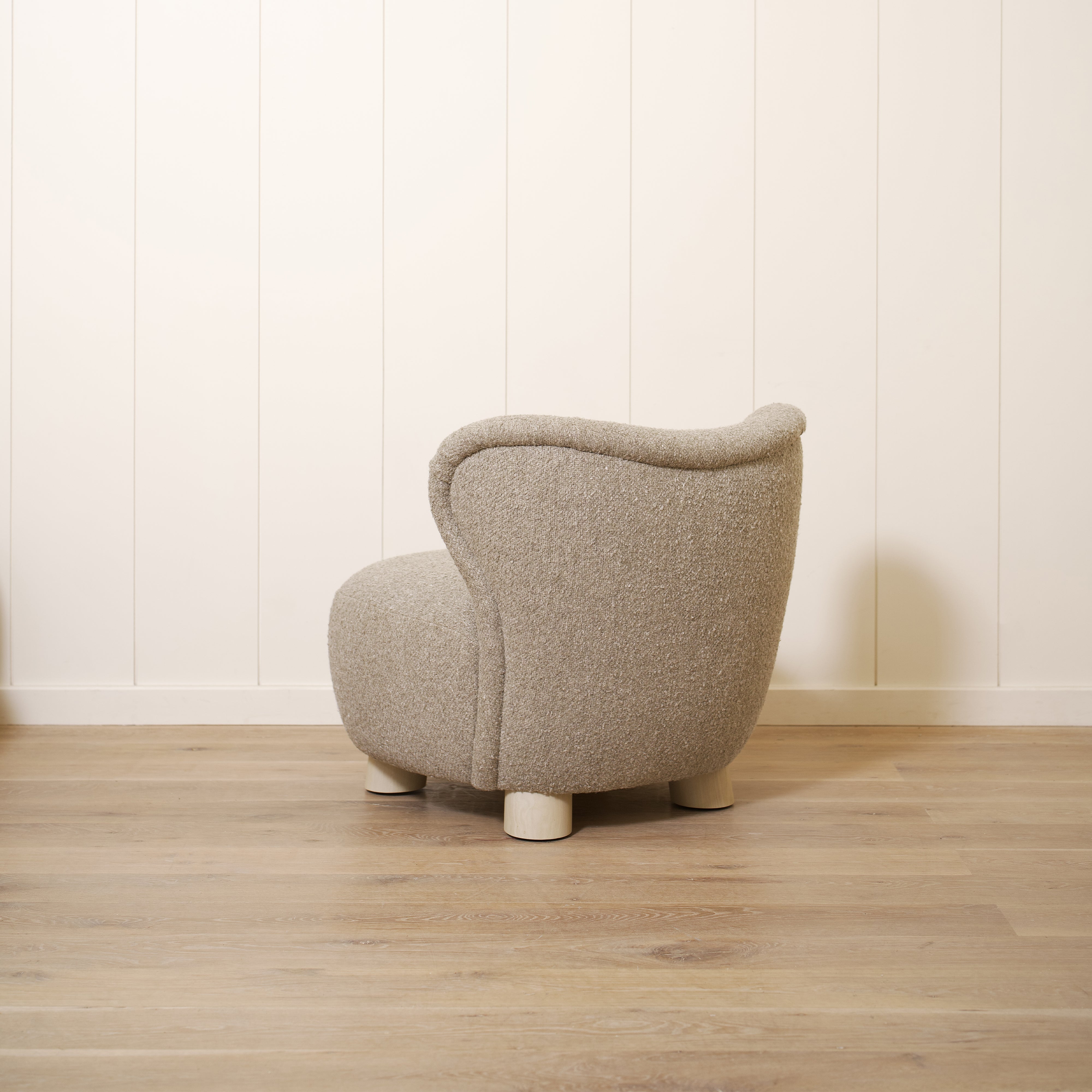 As Shown: 34"L x 35"D x 32"H | Style: Upholstered | Fabric: Berber Shale | Base: Legs | Finish: Sand