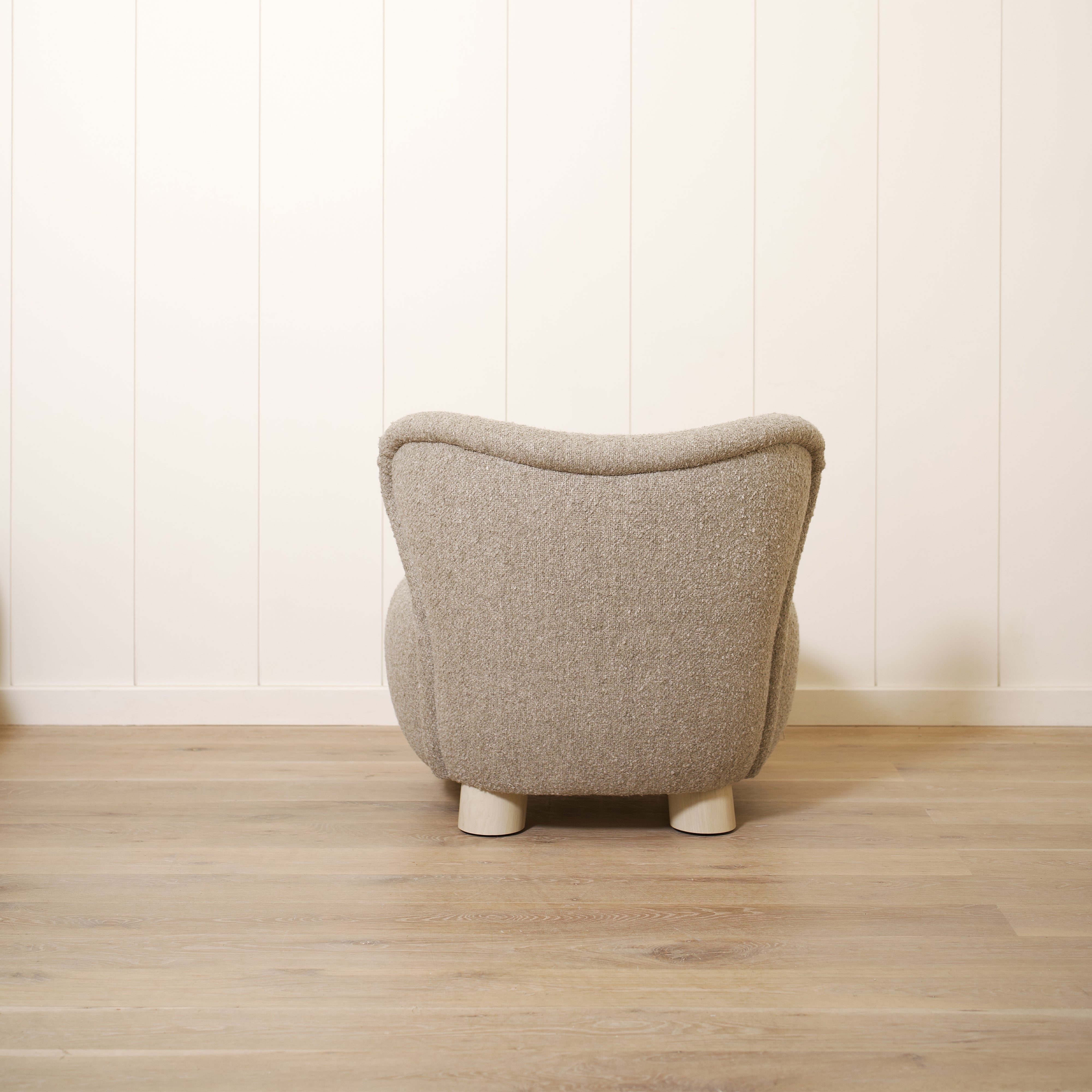 As Shown: 34"L x 35"D x 32"H | Style: Upholstered | Fabric: Berber Shale | Base: Legs | Finish: Sand