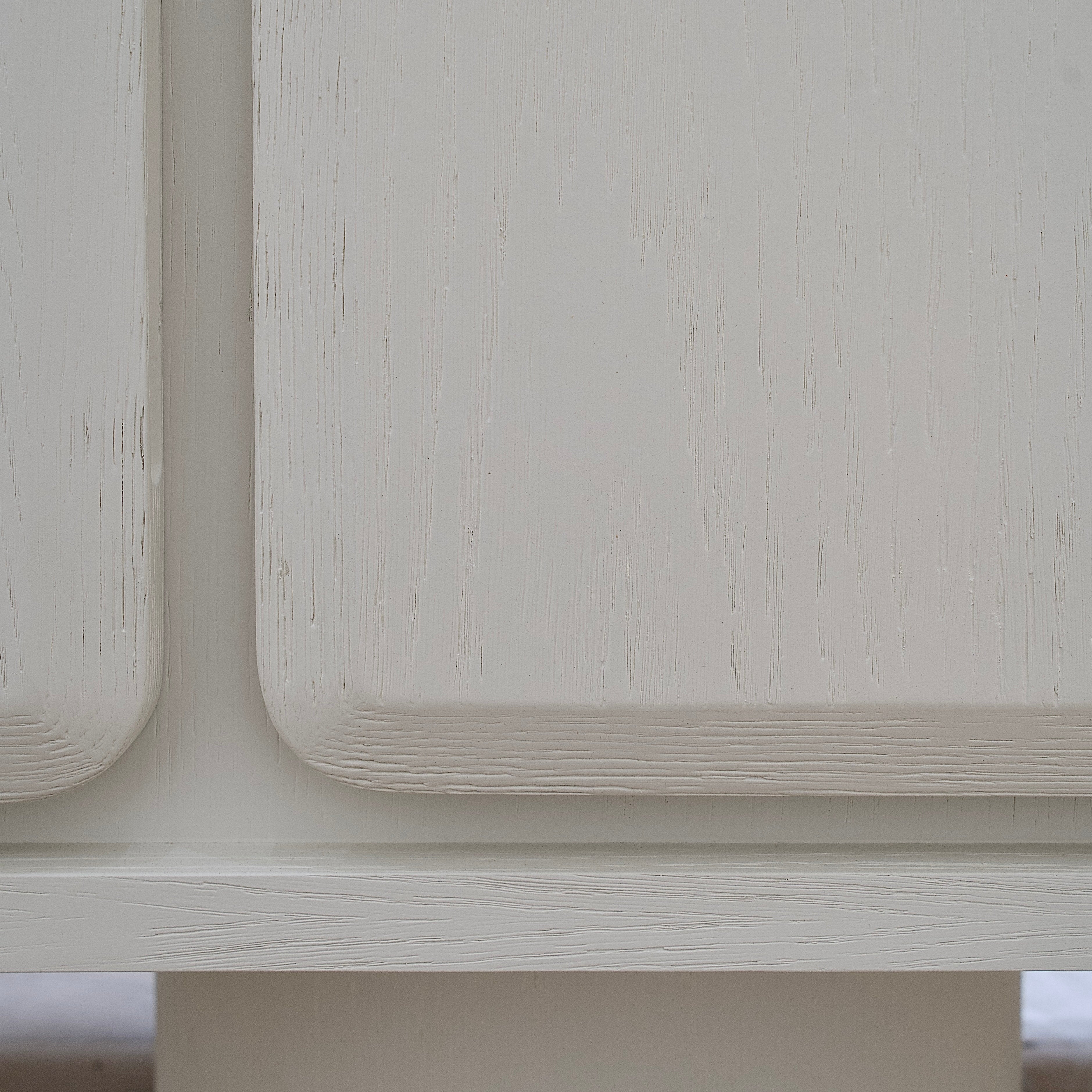 As Shown: 120"W x 18"D x 30"H | Materiai: Ash | Finish: Wire Brushed Edgecomb Grey