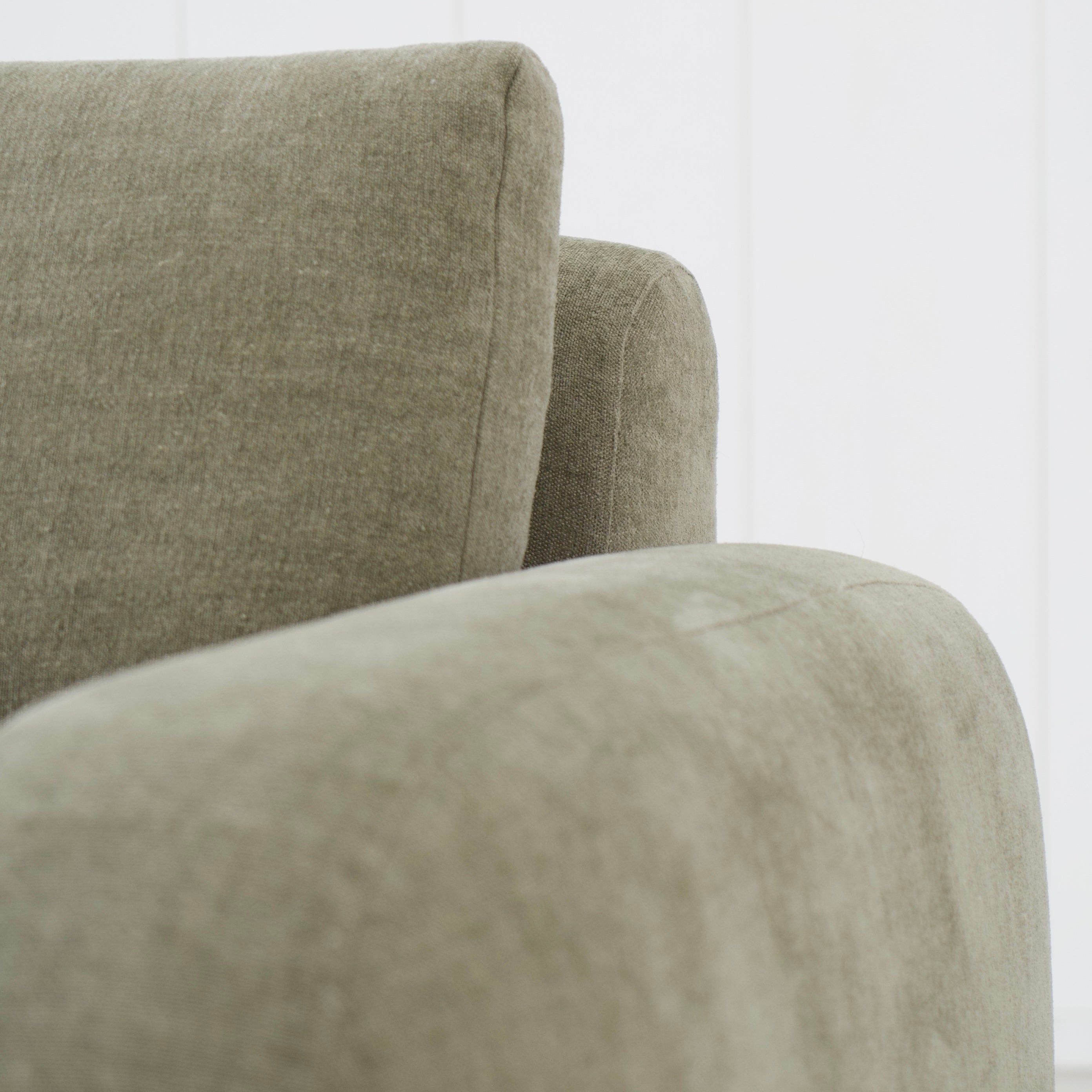 As Shown: in Bellamy Moss, upholstered base, swivel.