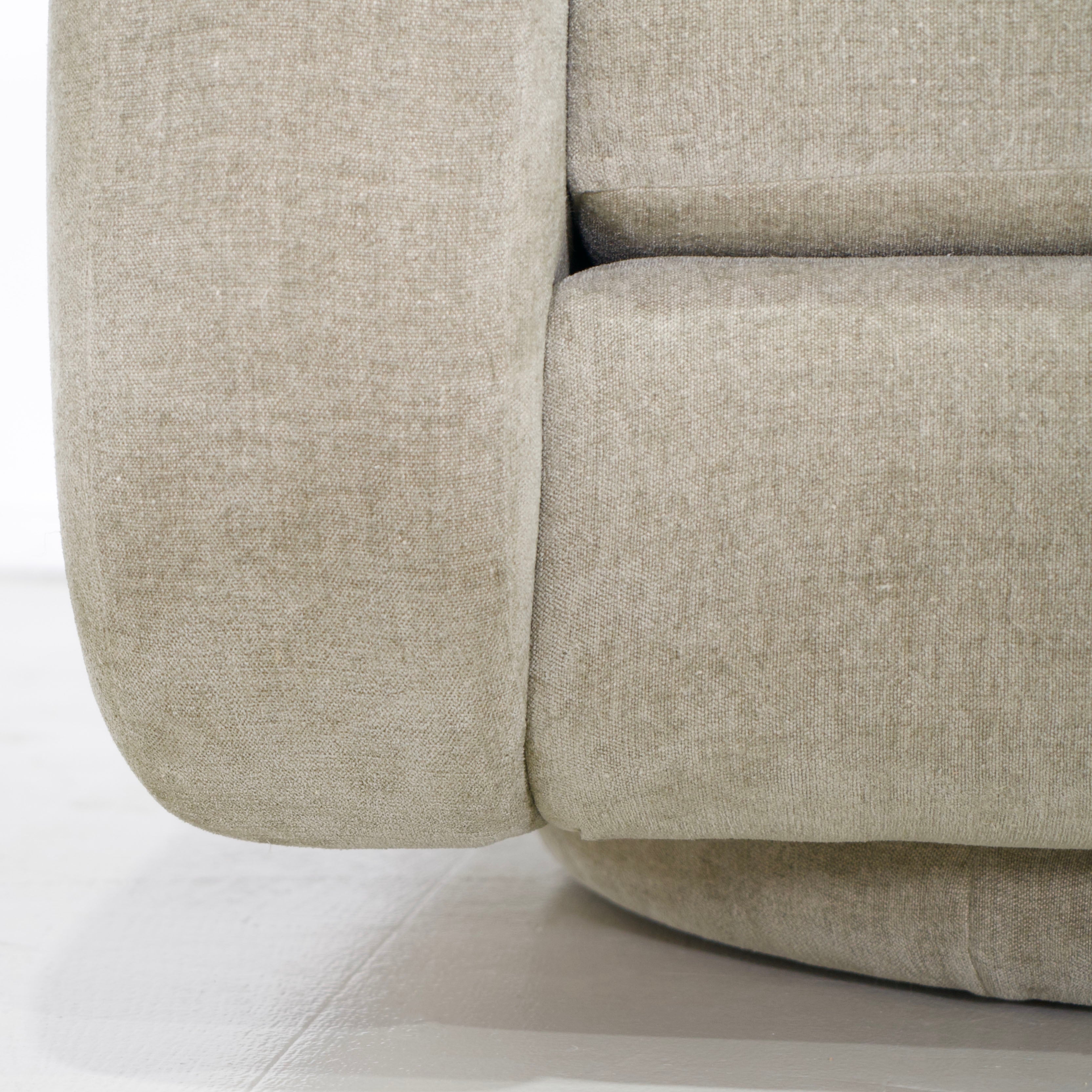 As Shown: in Bellamy Moss, upholstered base, swivel.