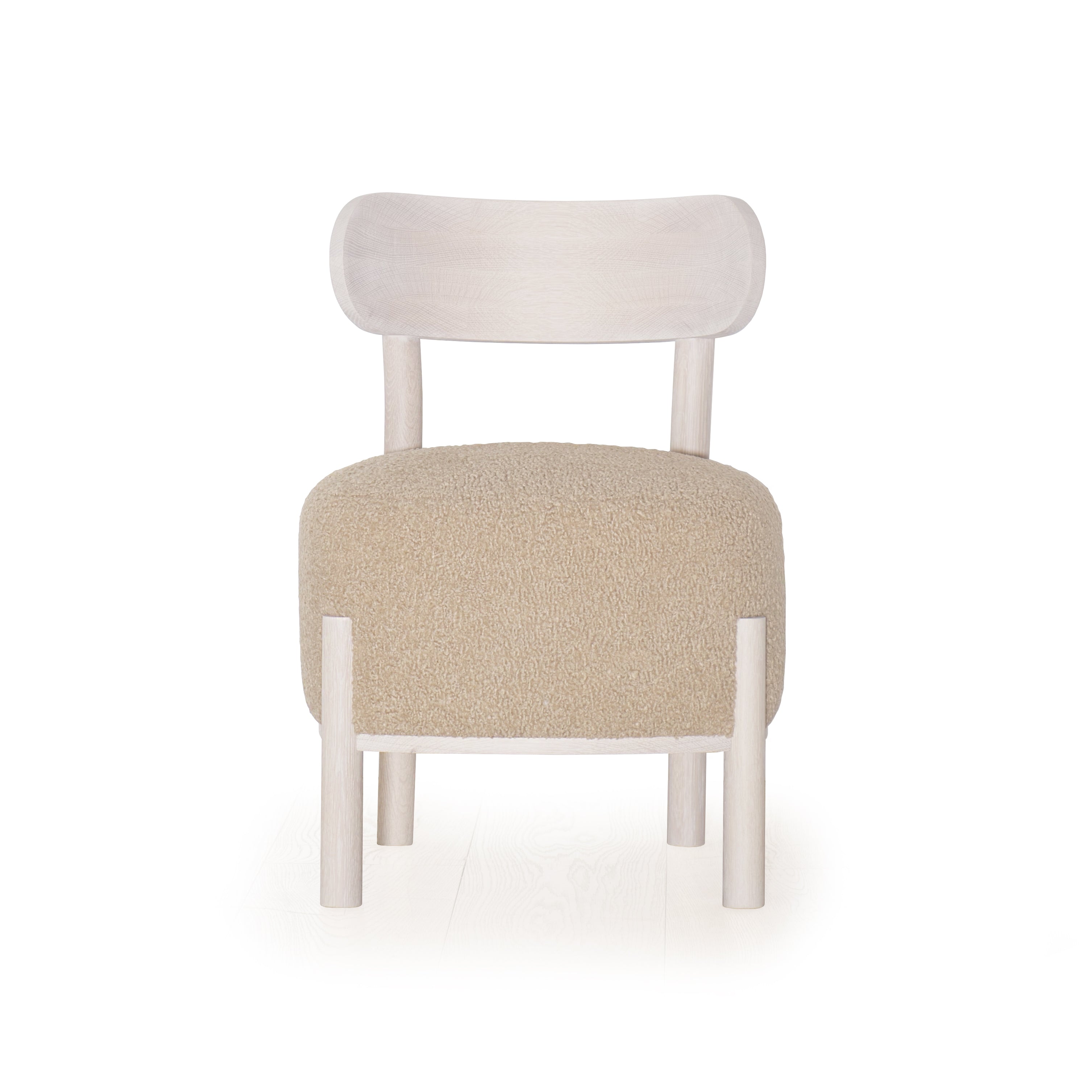 As Shown: in Sheepskin Toast. Oak finished in Nordic White Super White Double.