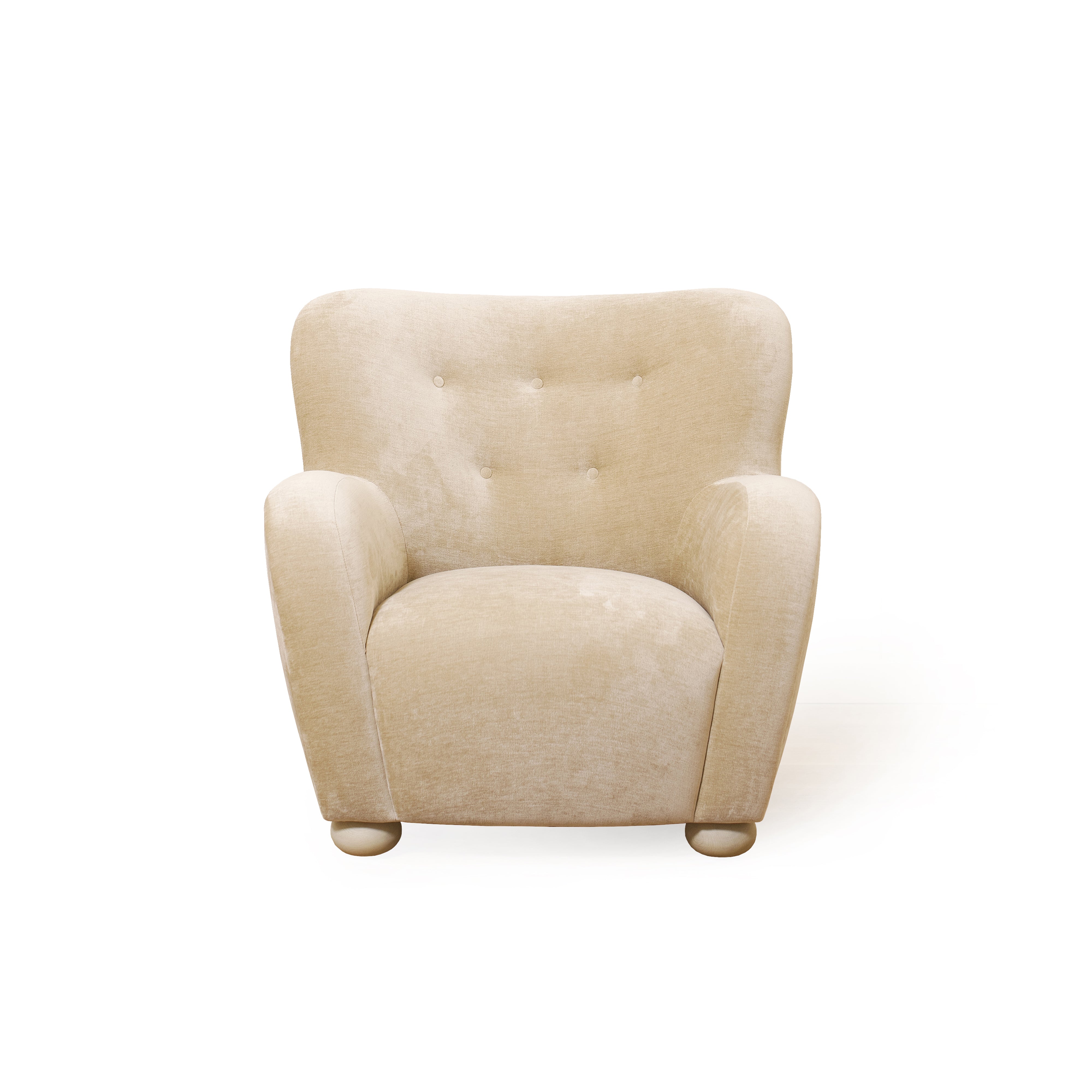 As shown upholstered in Canyon Sand, legs in Sand finish