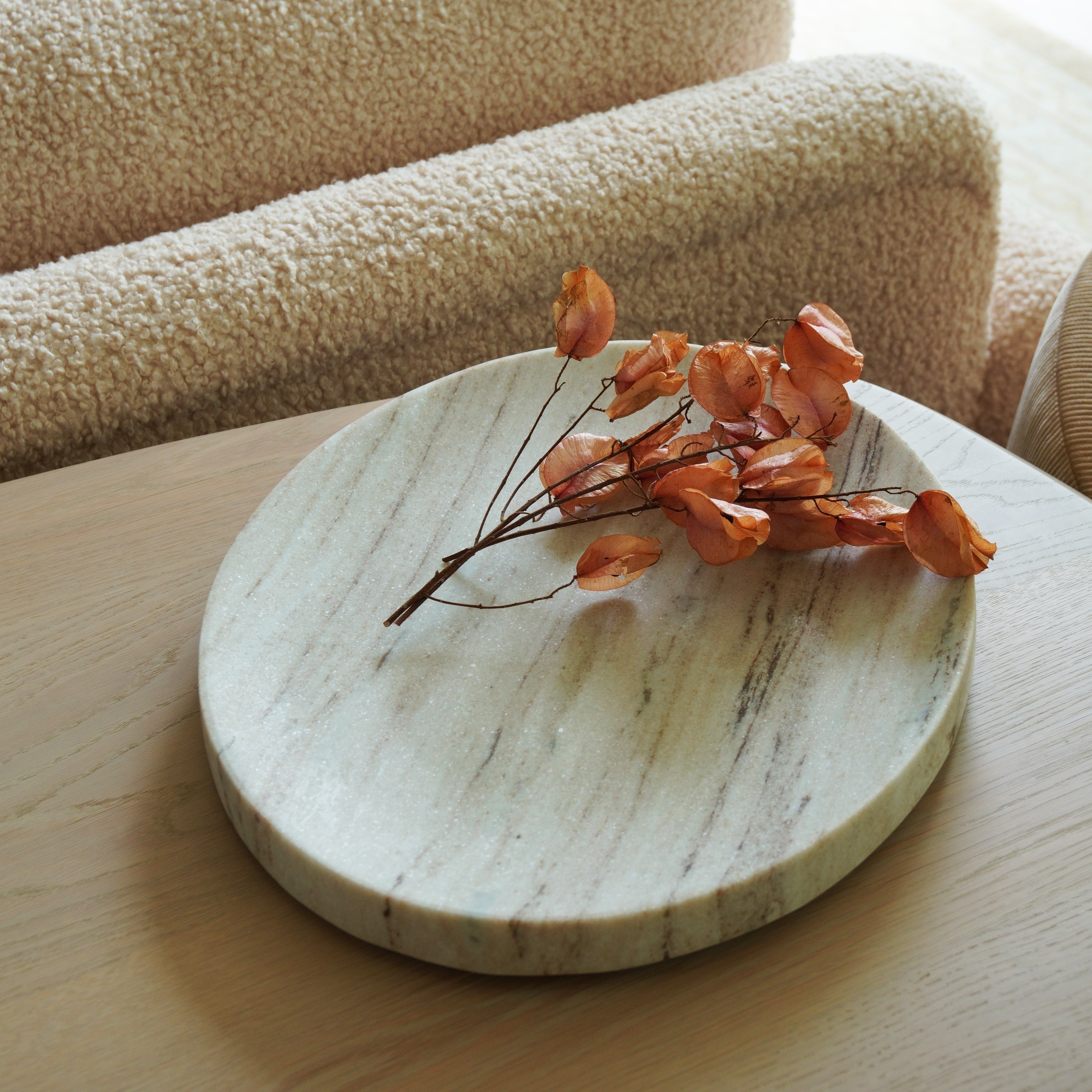 As shown in White Wooden Marble