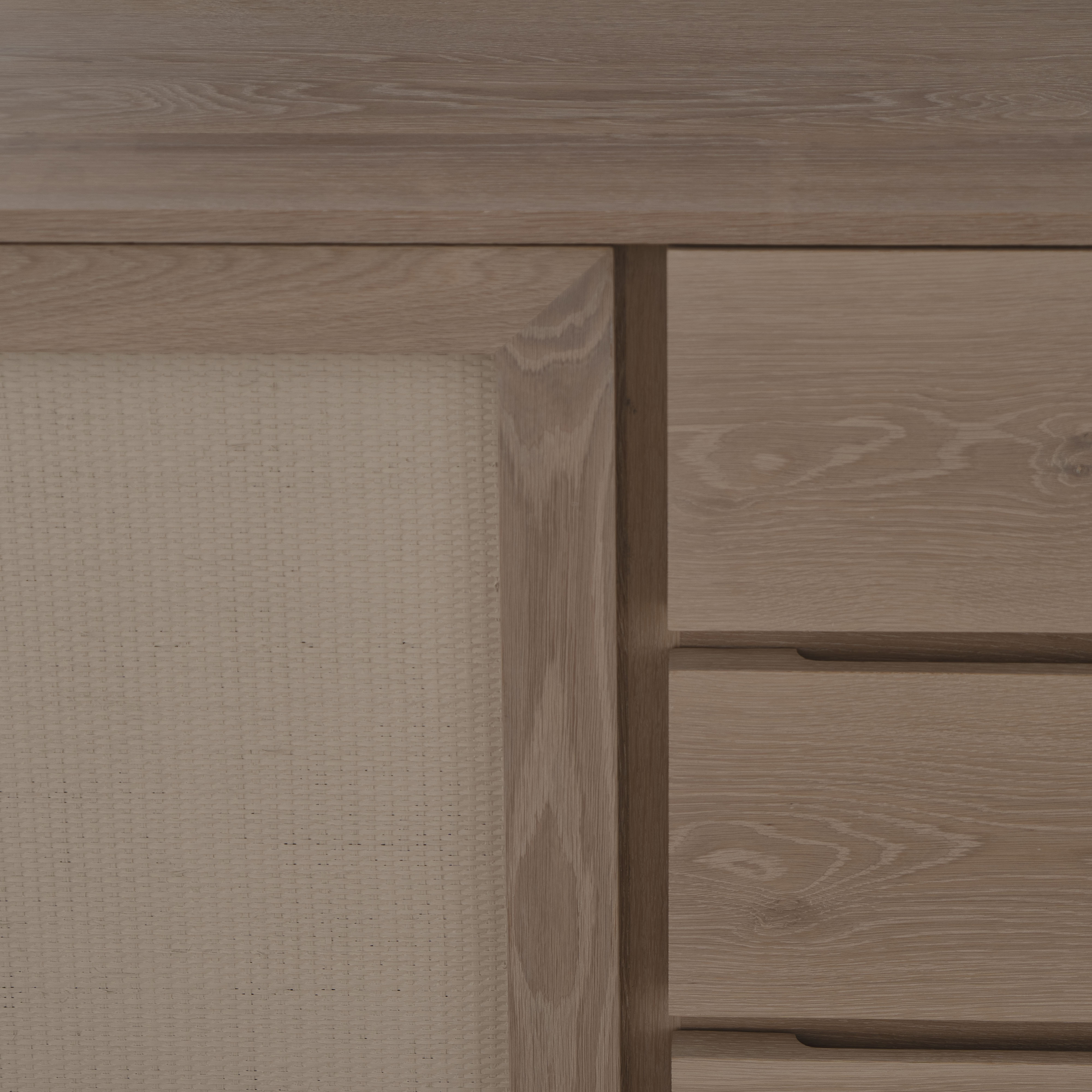 As Shown: in Mint White Super White finish with painted EdgeComb Grey Cane.