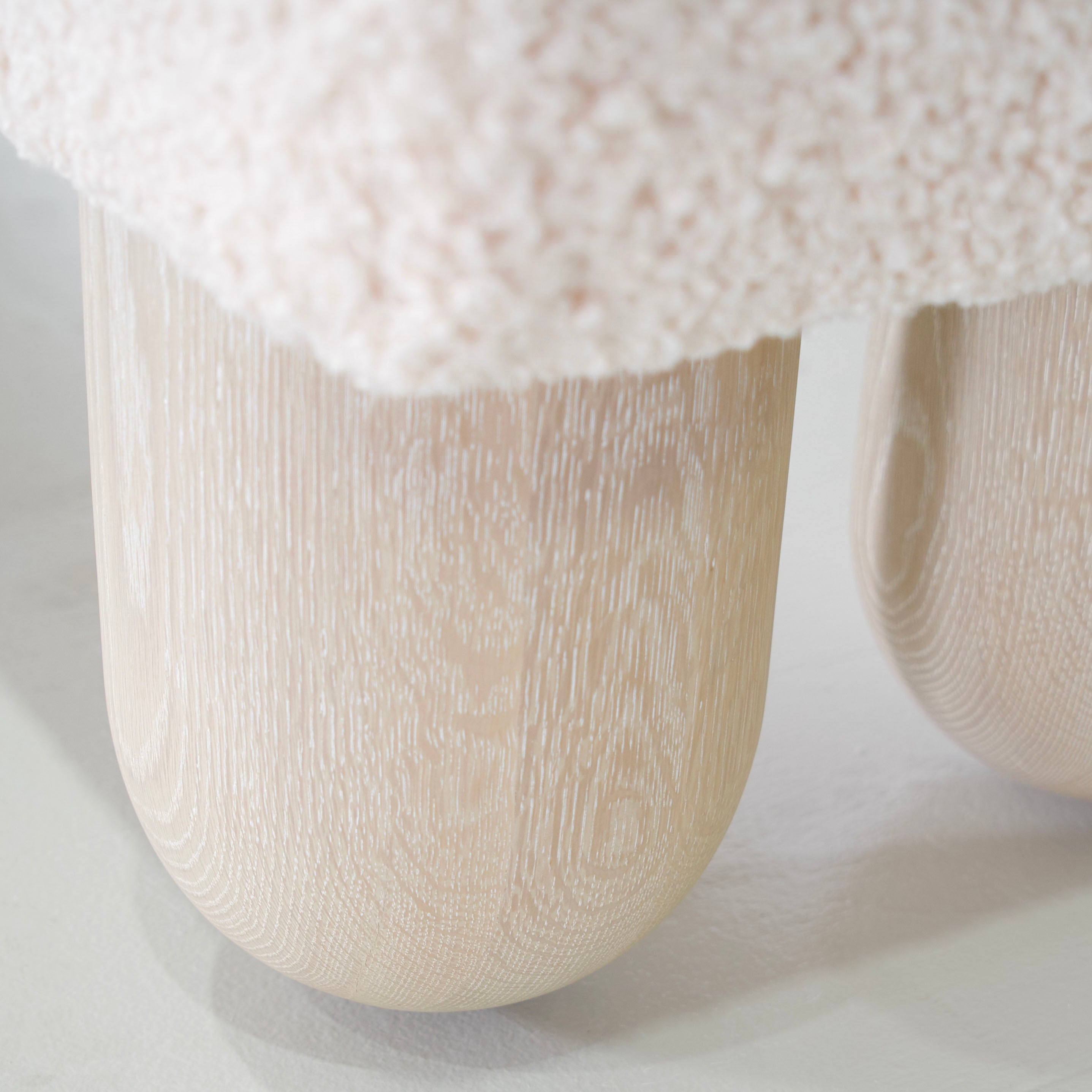 As Shown: in Teddy Ivory, oak finished in Mint White Natural.