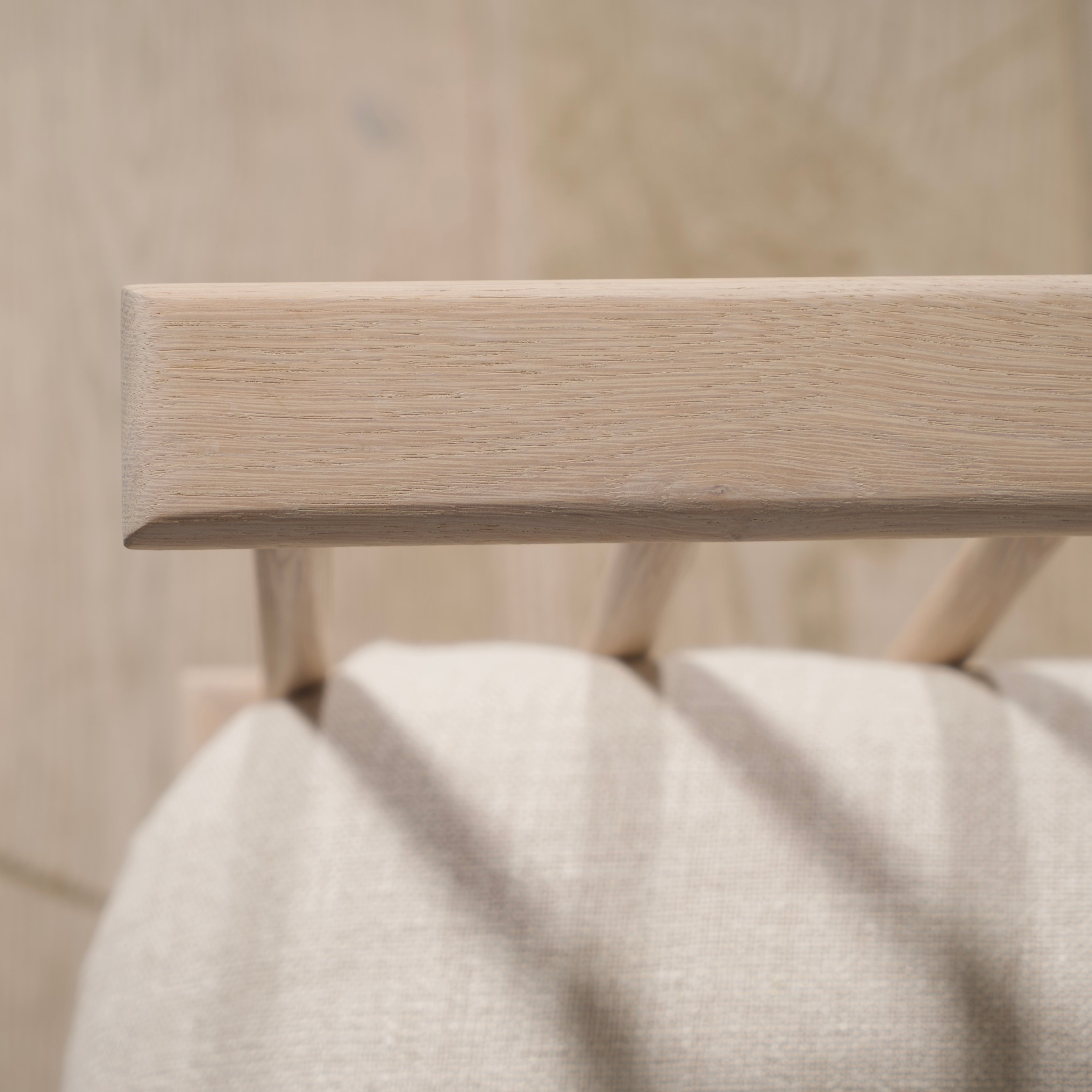 As Shown: in Belgian Oatmeal, oak finished in Mint White Natural