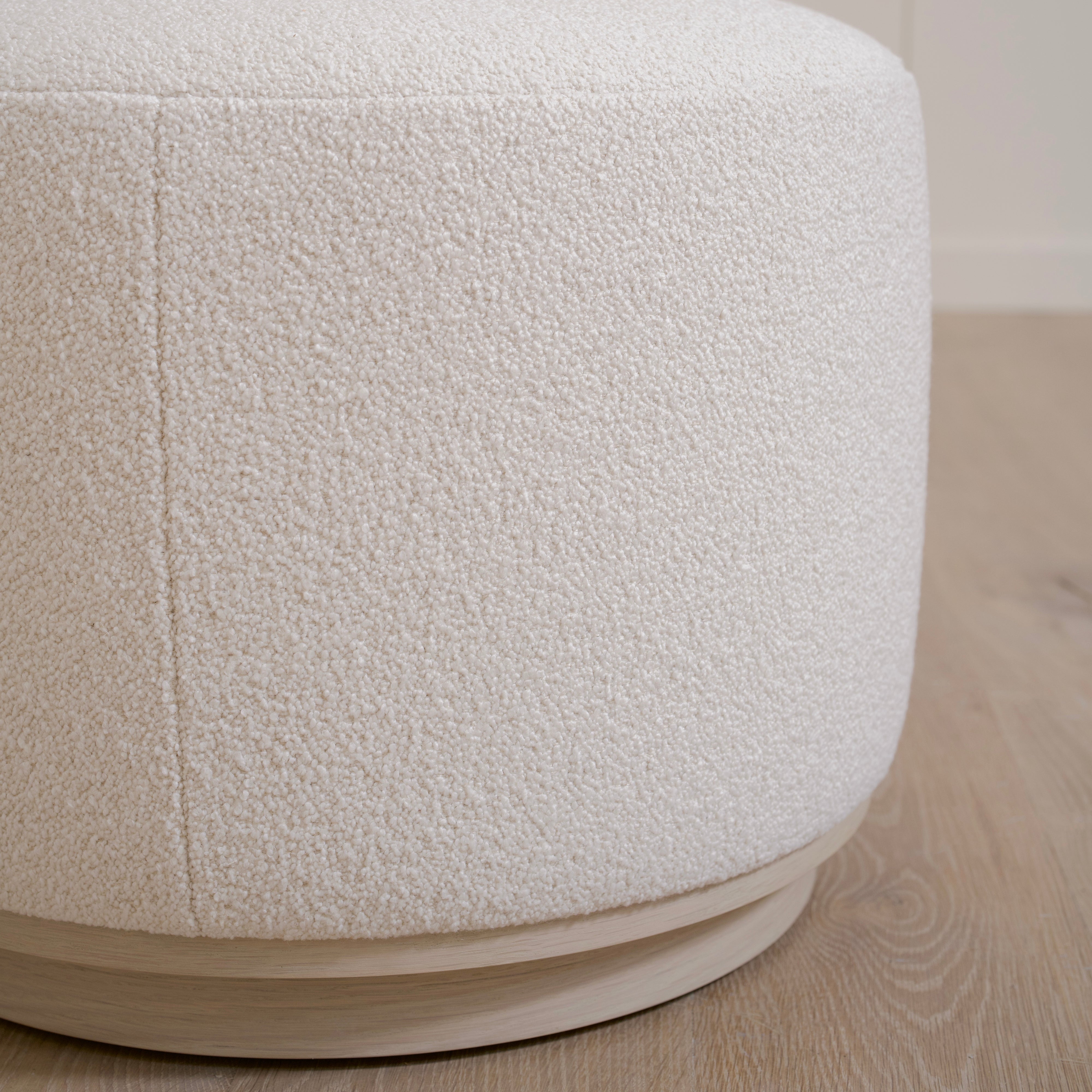 As Shown: 22"Dia x 17"H | Fabric: Rome Ivory | Material: Solid & Engineered Oak | Finish: Shell