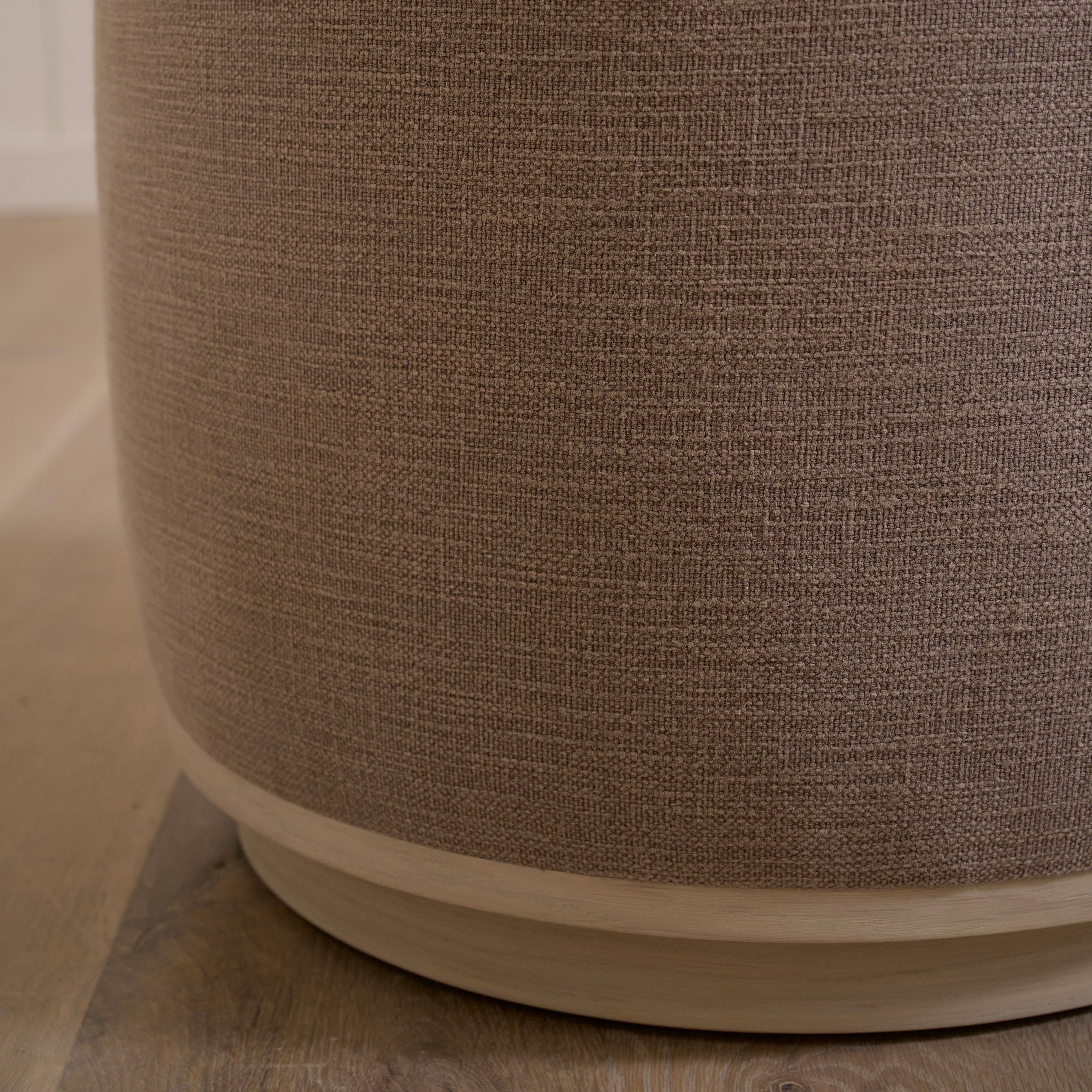 As Shown: 22"Dia x 17"H | Fabric: Vail Bark | Material: Solid & Engineered Oak | Finish: Sand