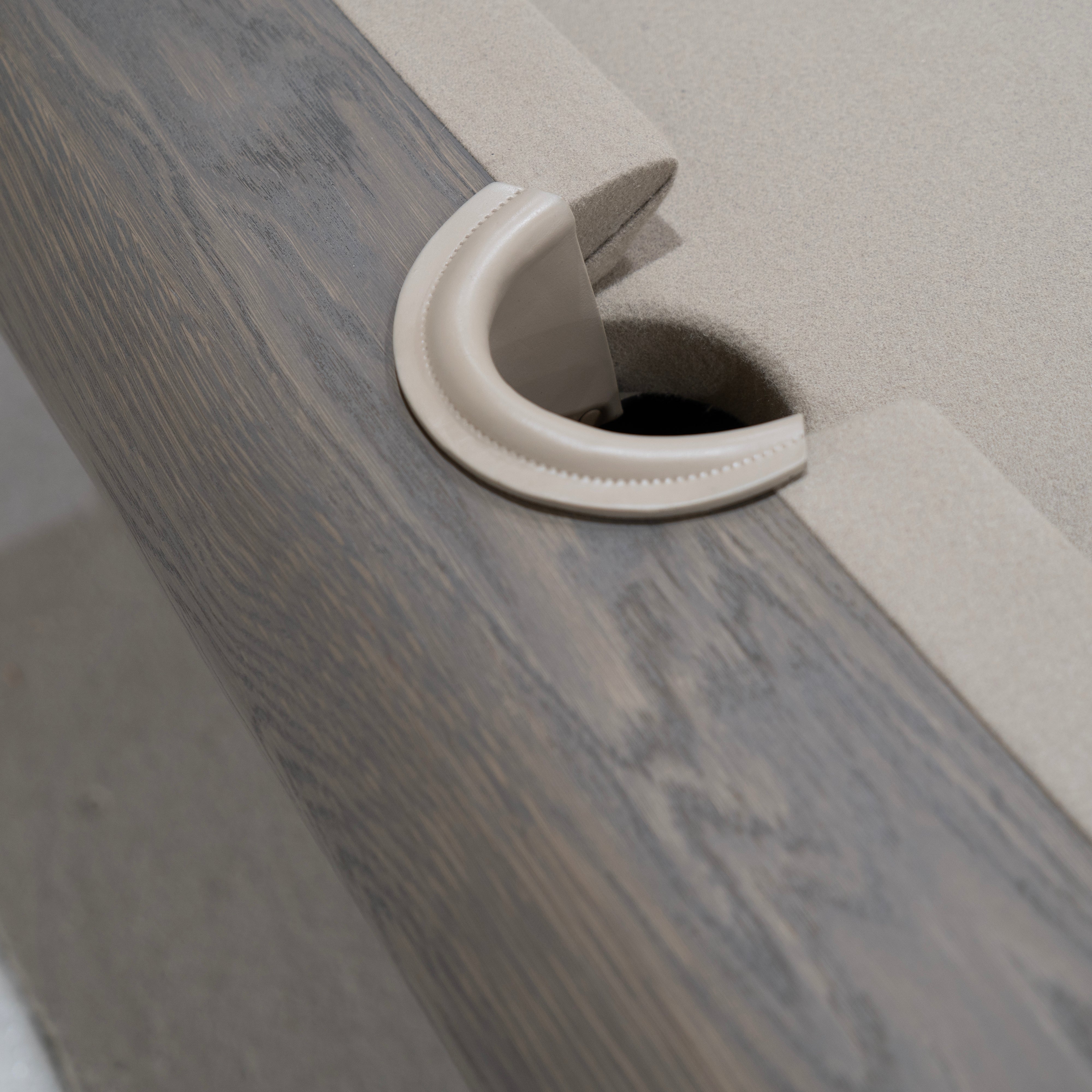 As Shown: Sadie S / Bullnosed Edge / Mint White Natural / Khaki Felt / Beige PocketsVariant 1 - Sadie S / Bullnosed Edge / Cashmere Brown (Discontinued Finish) / Khaki Felt / Beige Pockets