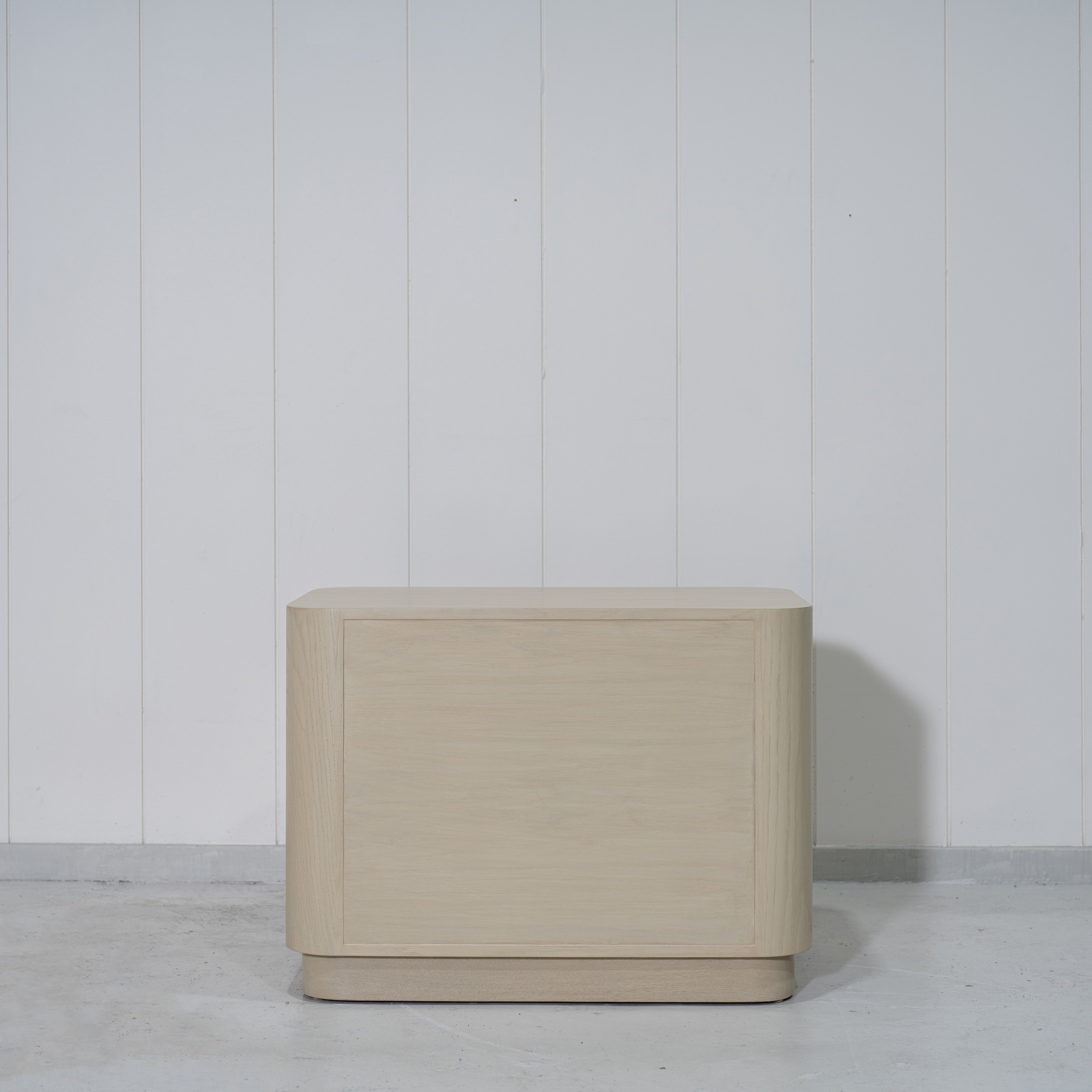 As Shown: 34"W x 22"D x 25"H | Material: Solid Oak | Finish: Sand