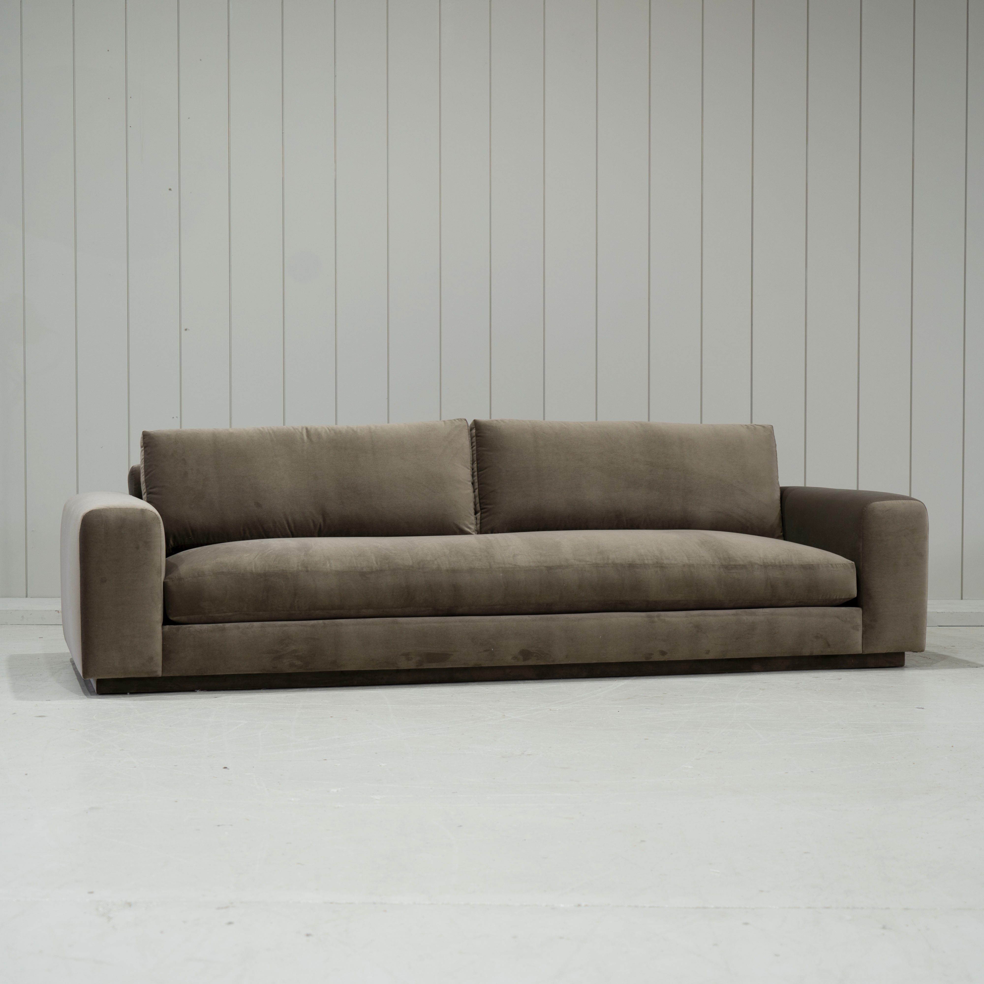 As Shown: Fully upholstered Sky Taupe
