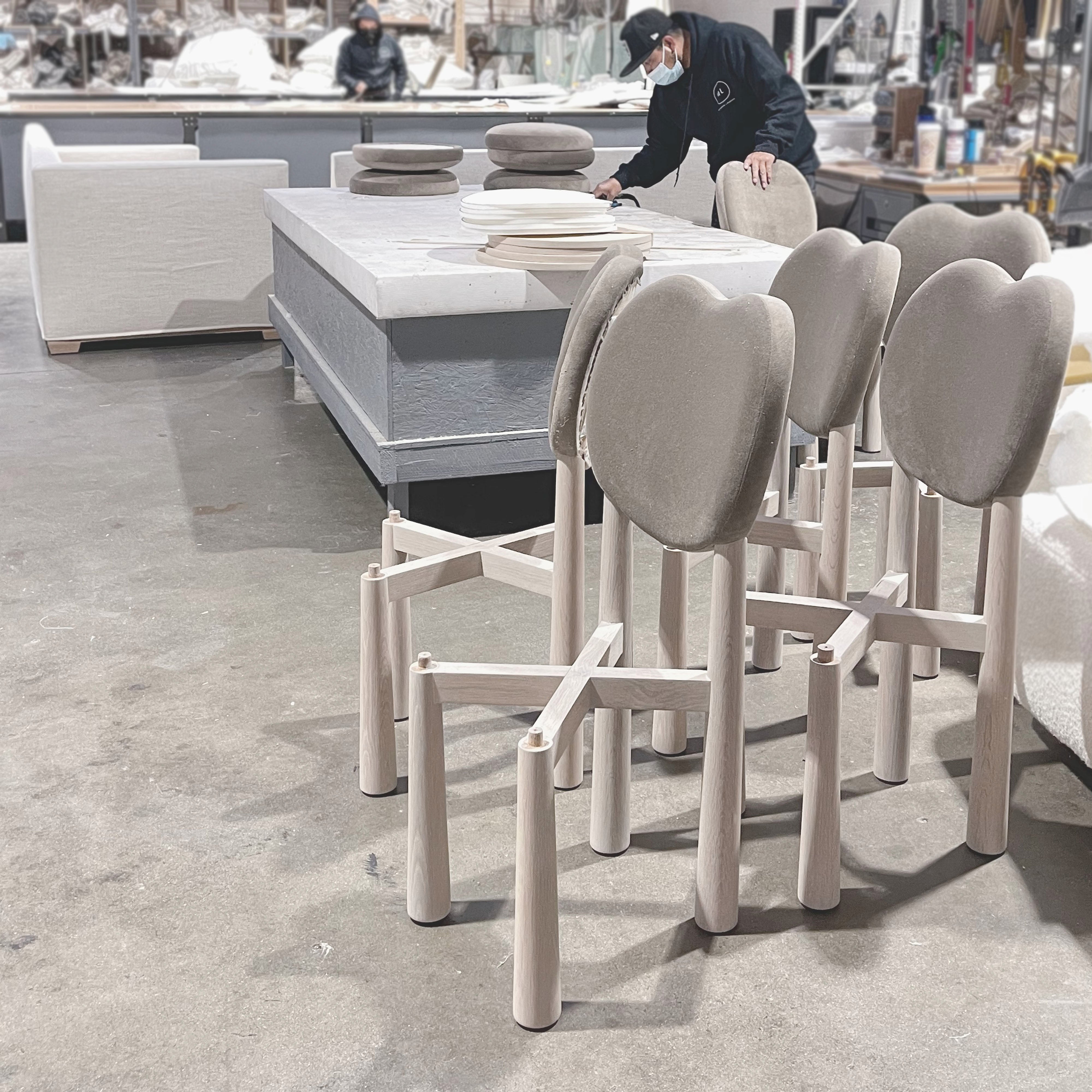 As Shown: in Sky Taupe. Oak finished in Mint White Super White.