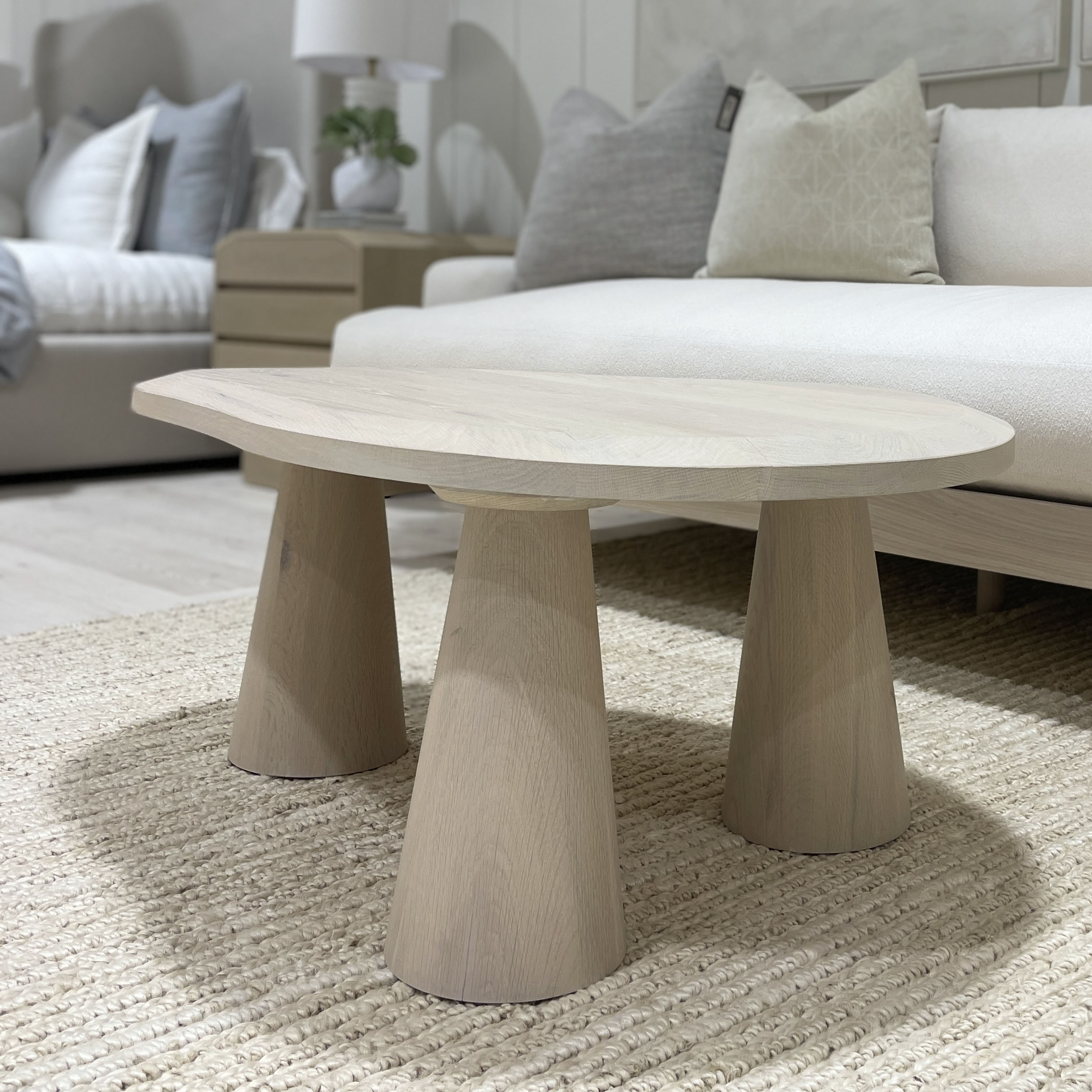 As Shown: 41"W x 30"D x 18"H | Material: Solid Oak | Finish: Smoke (Discontinued)