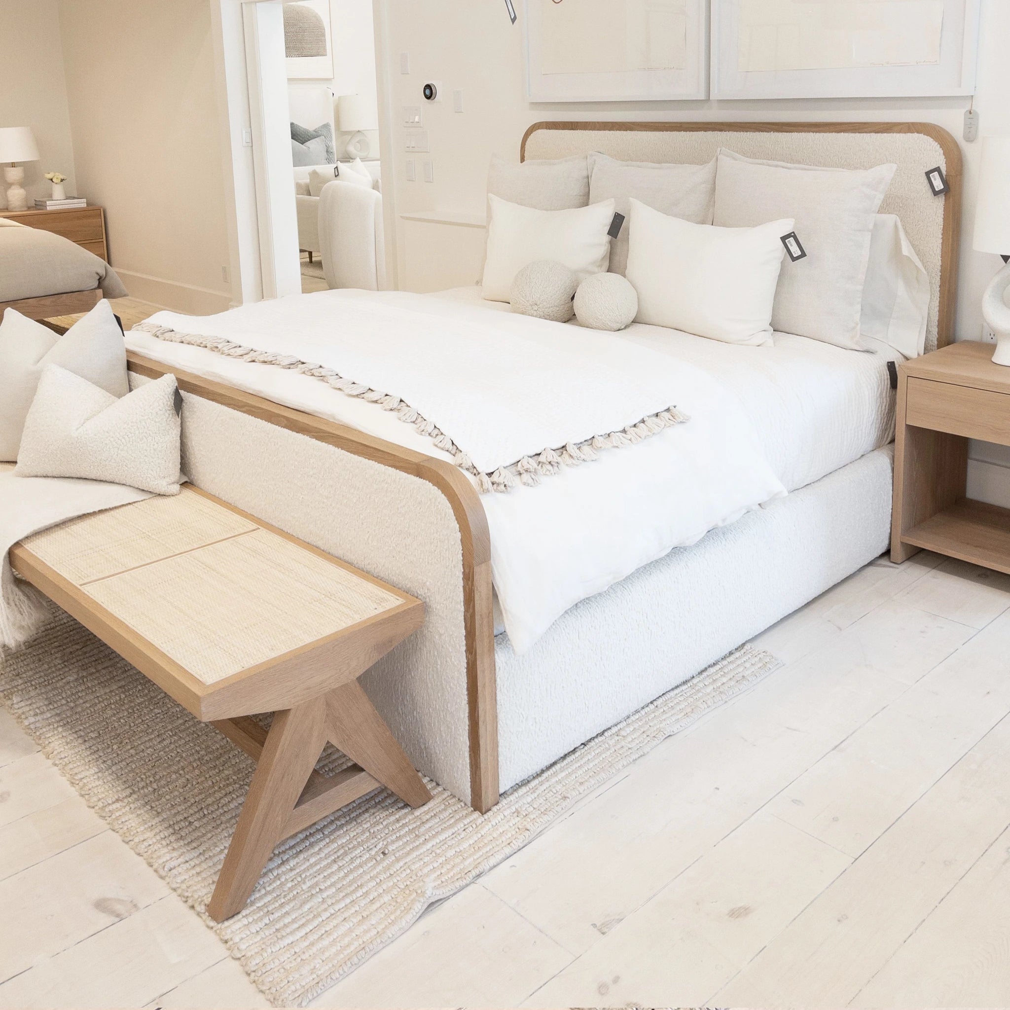 As Shown: in Mint White Natural finish with natural cane