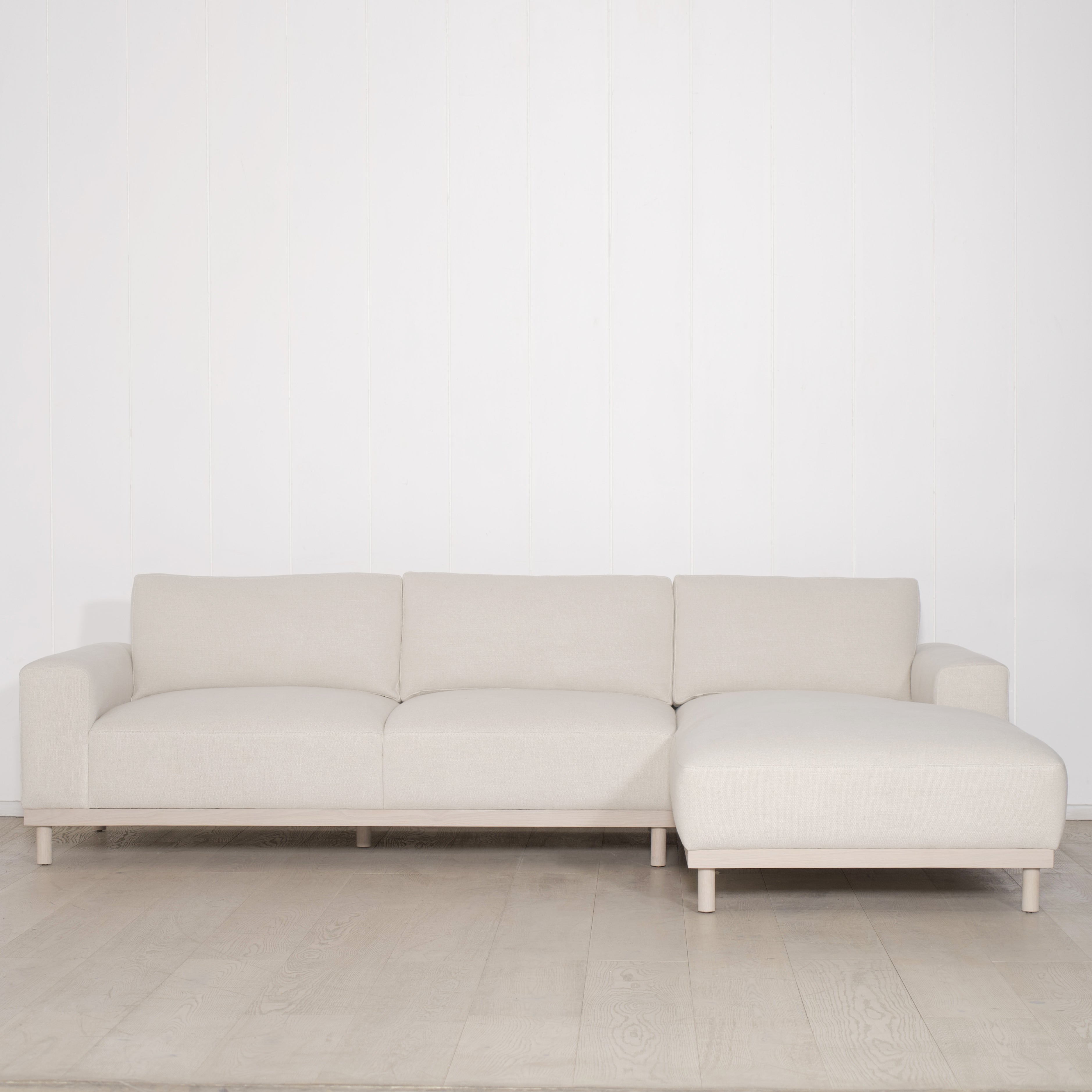 As Shown: in Frame Natural, oak base finished in Mint White Natural.