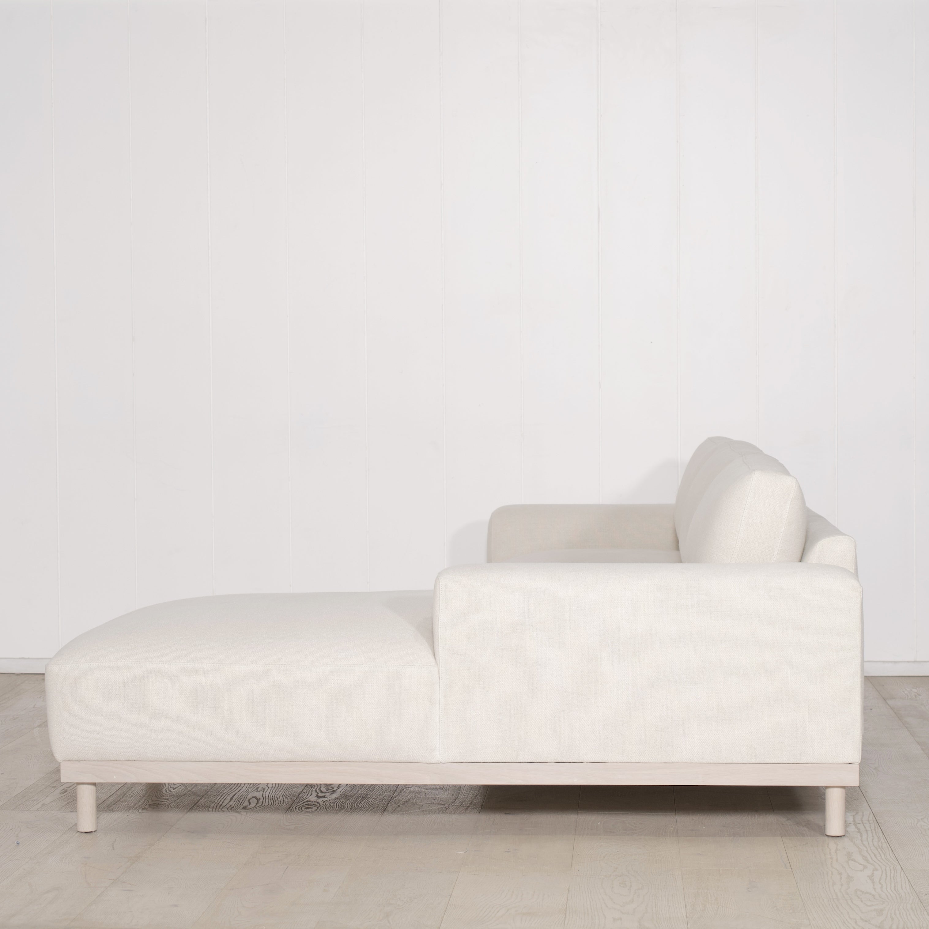 As Shown: in Frame Natural, oak base finished in Mint White Natural.