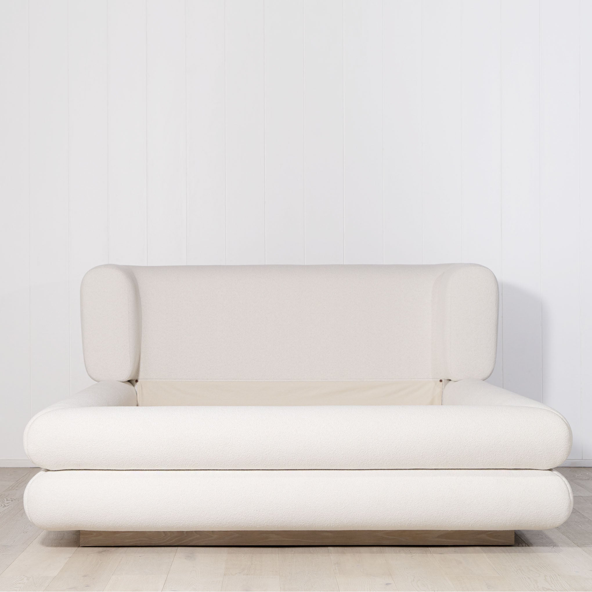 As Shown: King.  in Rome Ivory. Oak finished in Mint White Natural.