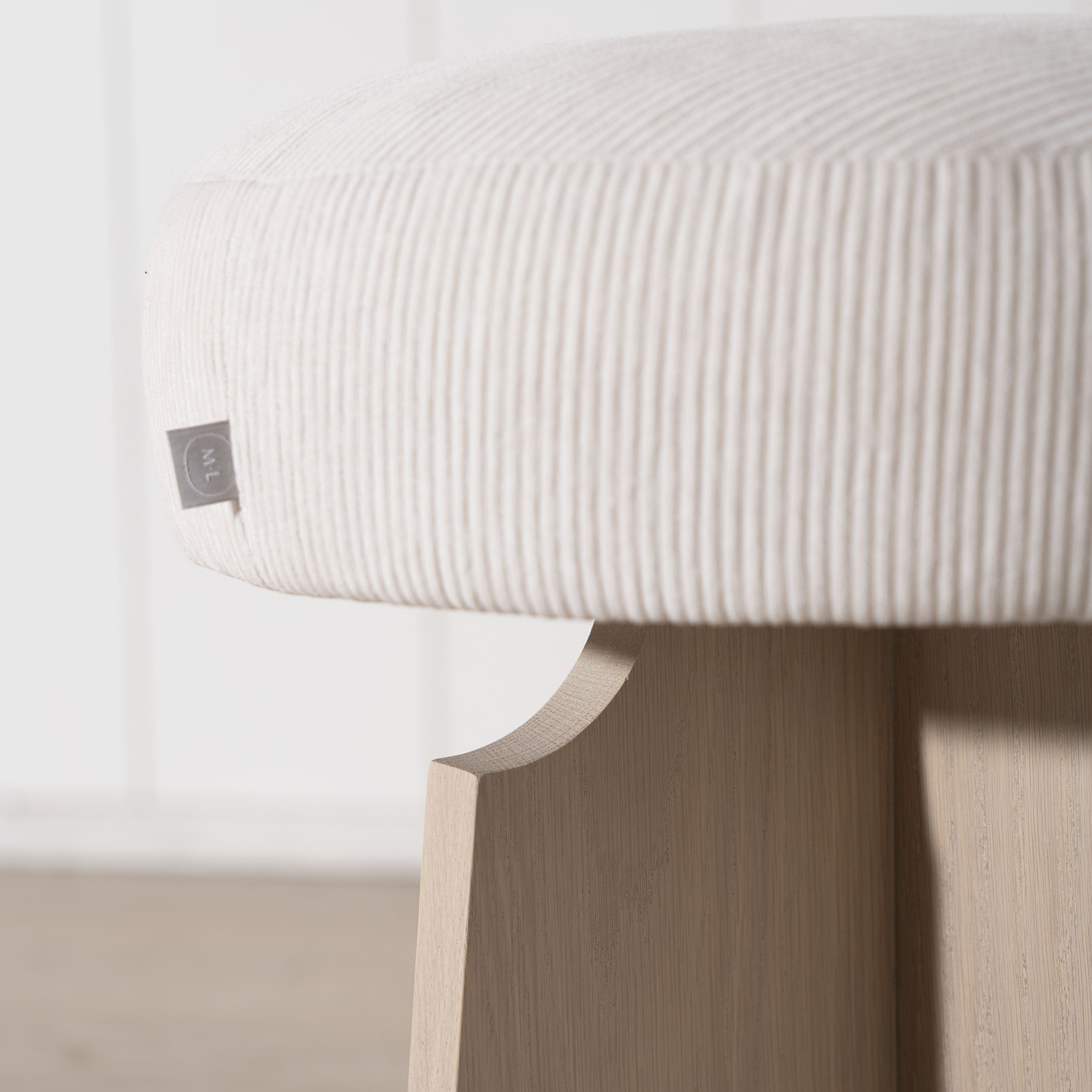 As Shown: in Mila Sugar, Mint White Natural oak finish.