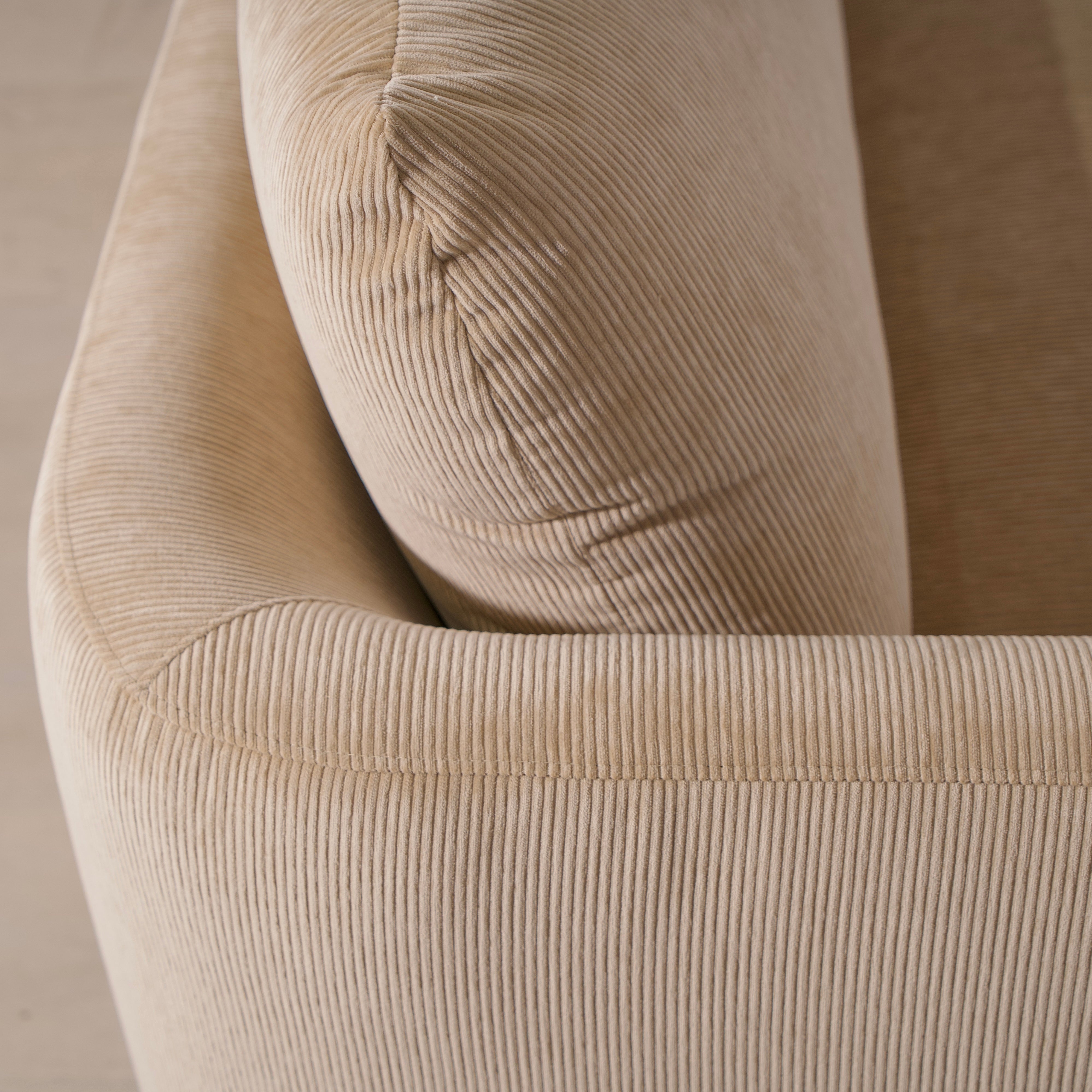 As Shown: 110"W x 38"D x 34"H | Style: Upholstered | Fabric: Mila Cashew | Finish: Natural