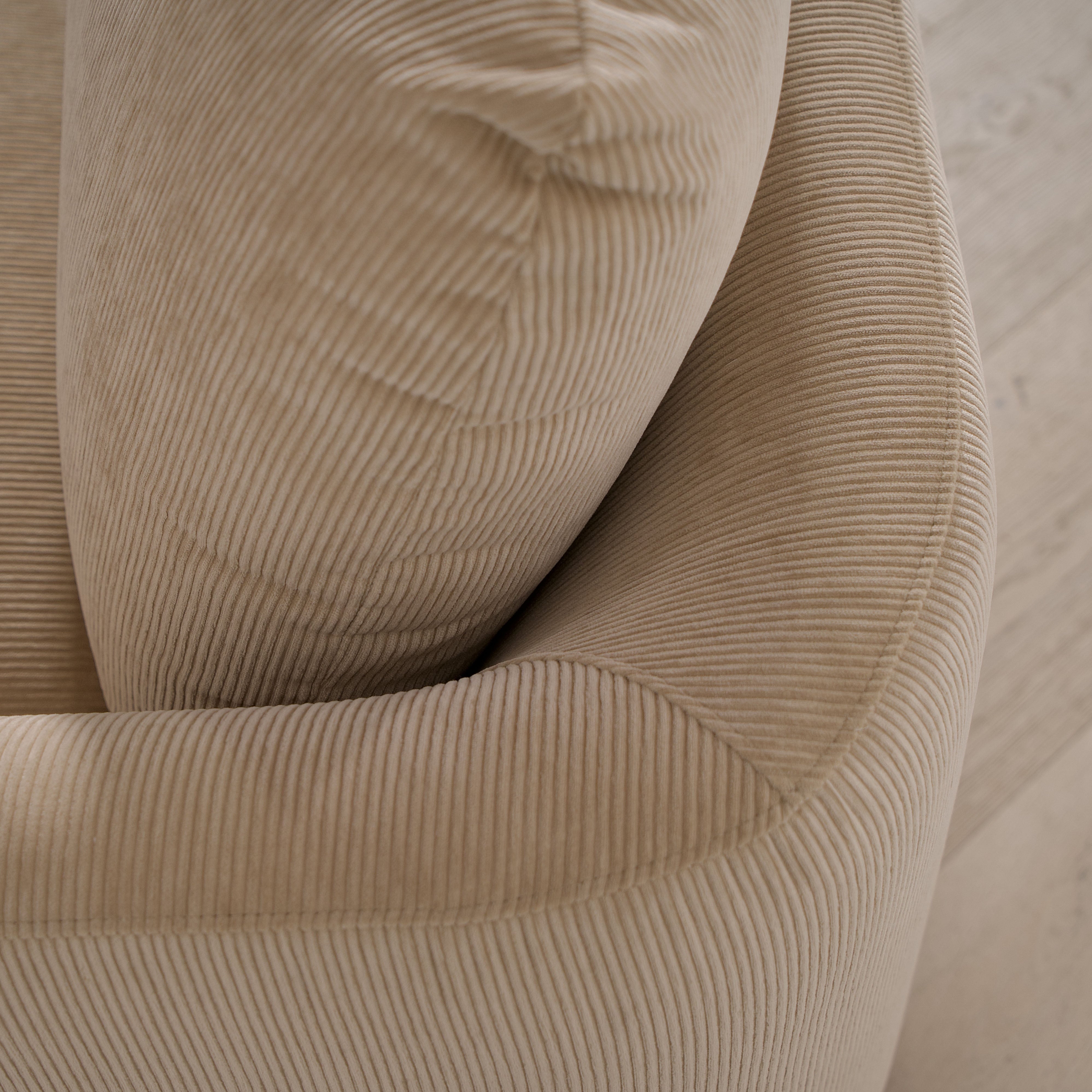 As Shown: 110"W x 38"D x 34"H | Style: Upholstered | Fabric: Mila Cashew | Finish: Natural