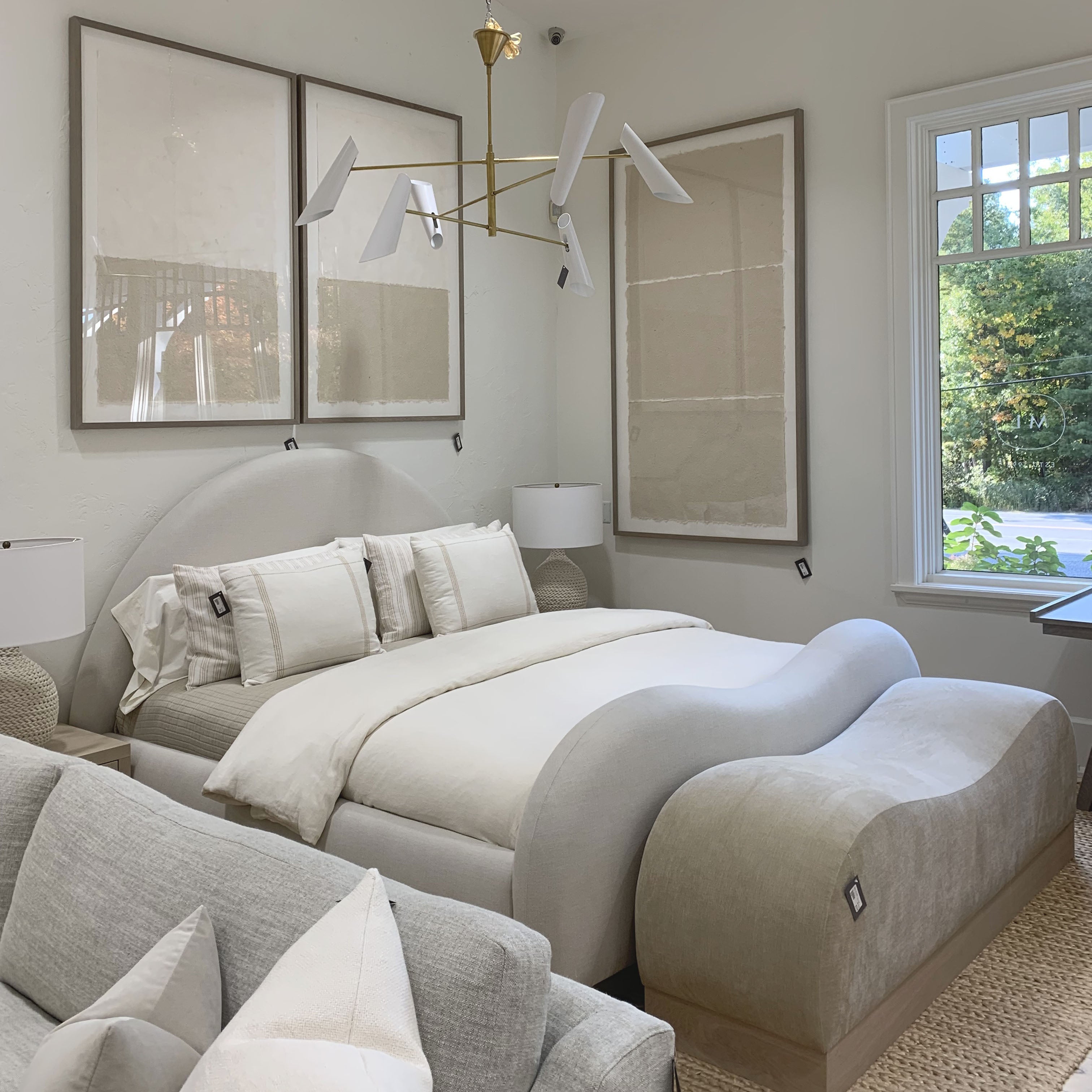 As Shown: in Frame Natural. Oak finished in Mint White / Super White.