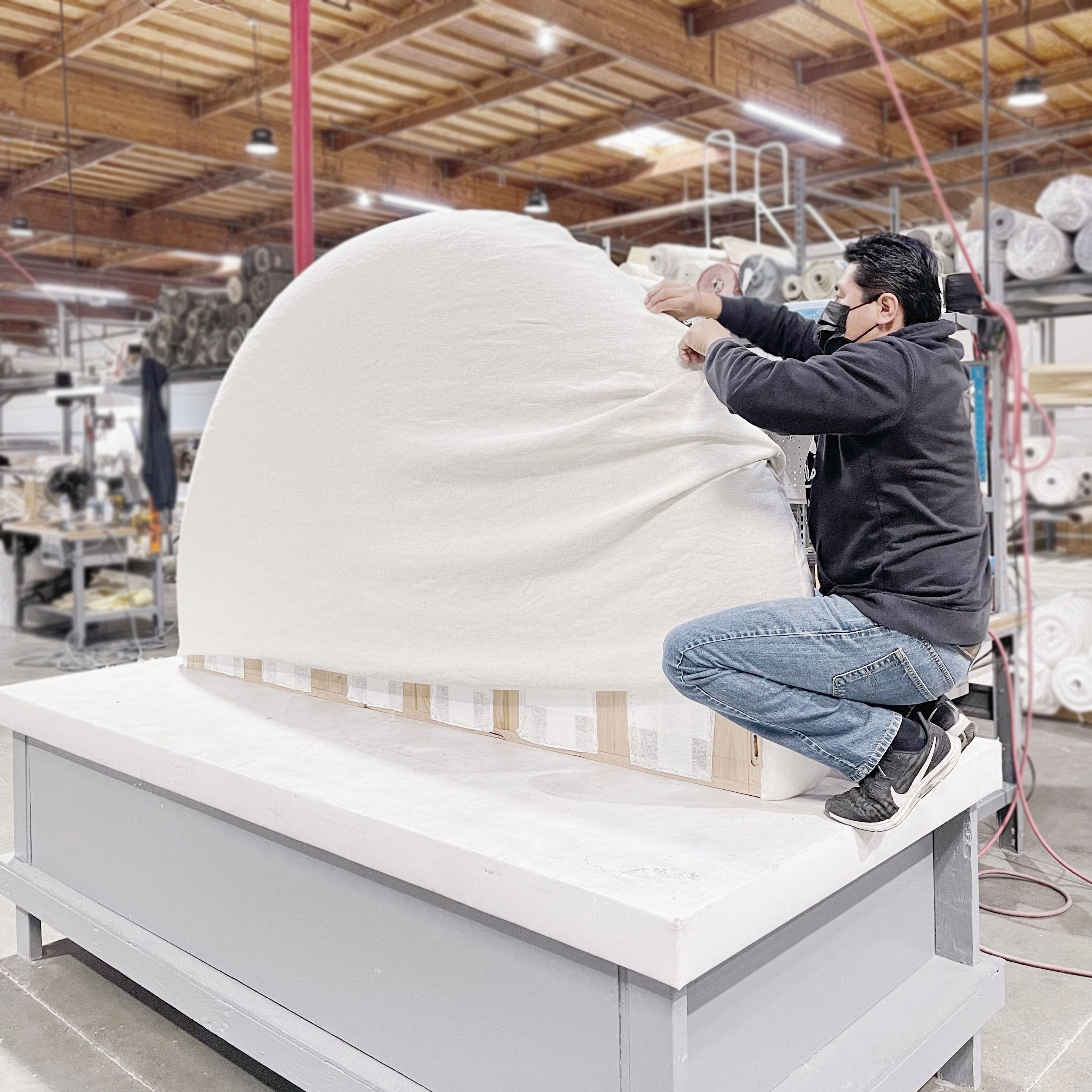 As Shown: in Frame Natural. Oak finished in Mint White / Super White.