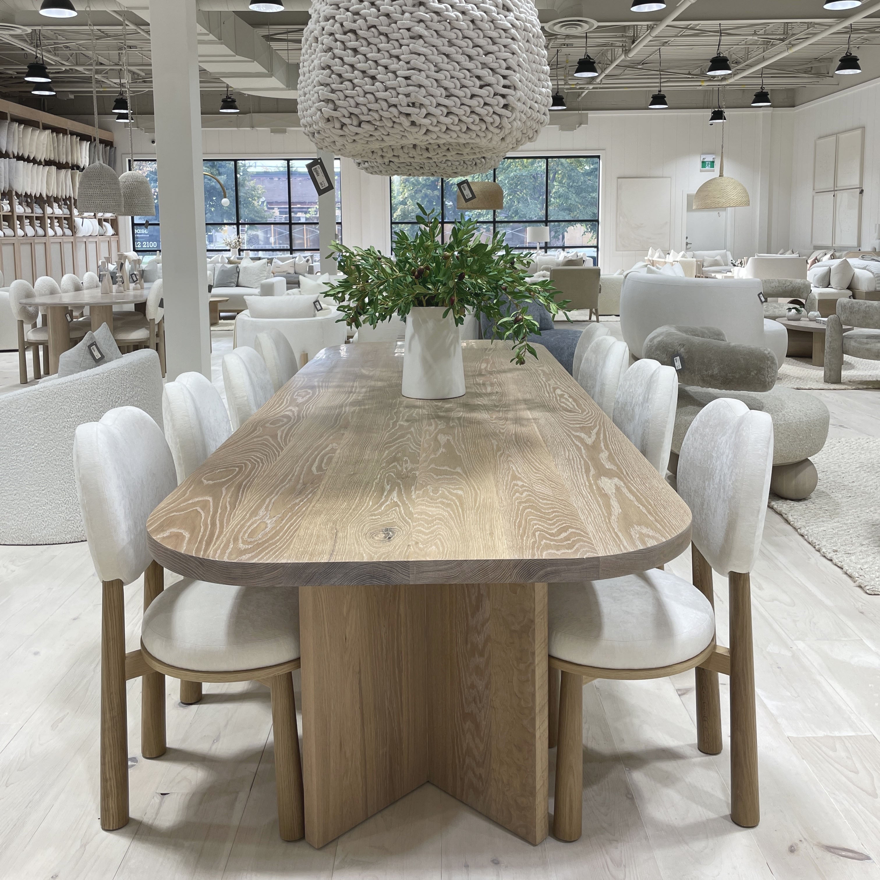 As Shown: in Sky Taupe. Oak finished in Mint White Super White.