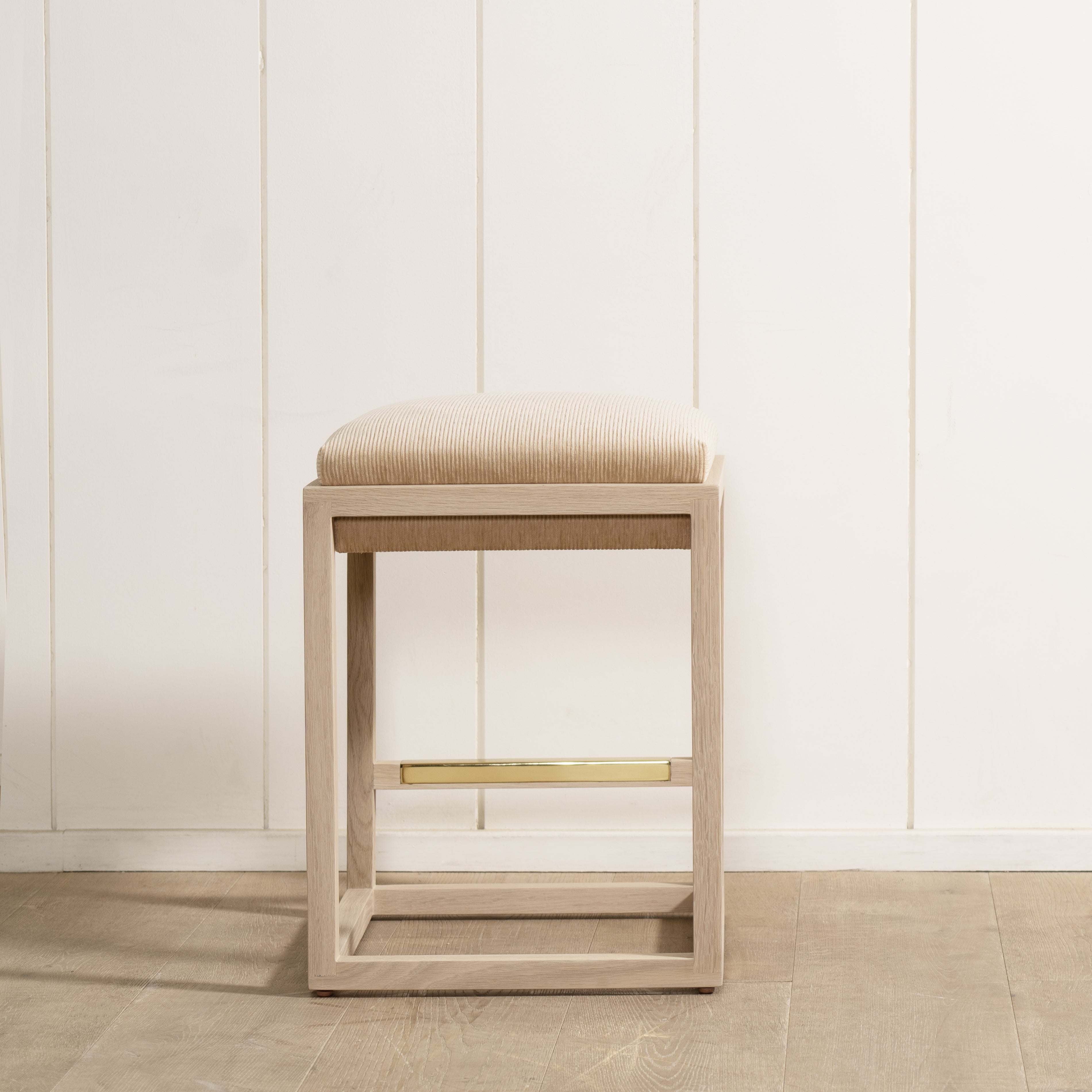 As Shown: in Mila Cashew, Mint White Natural finish.