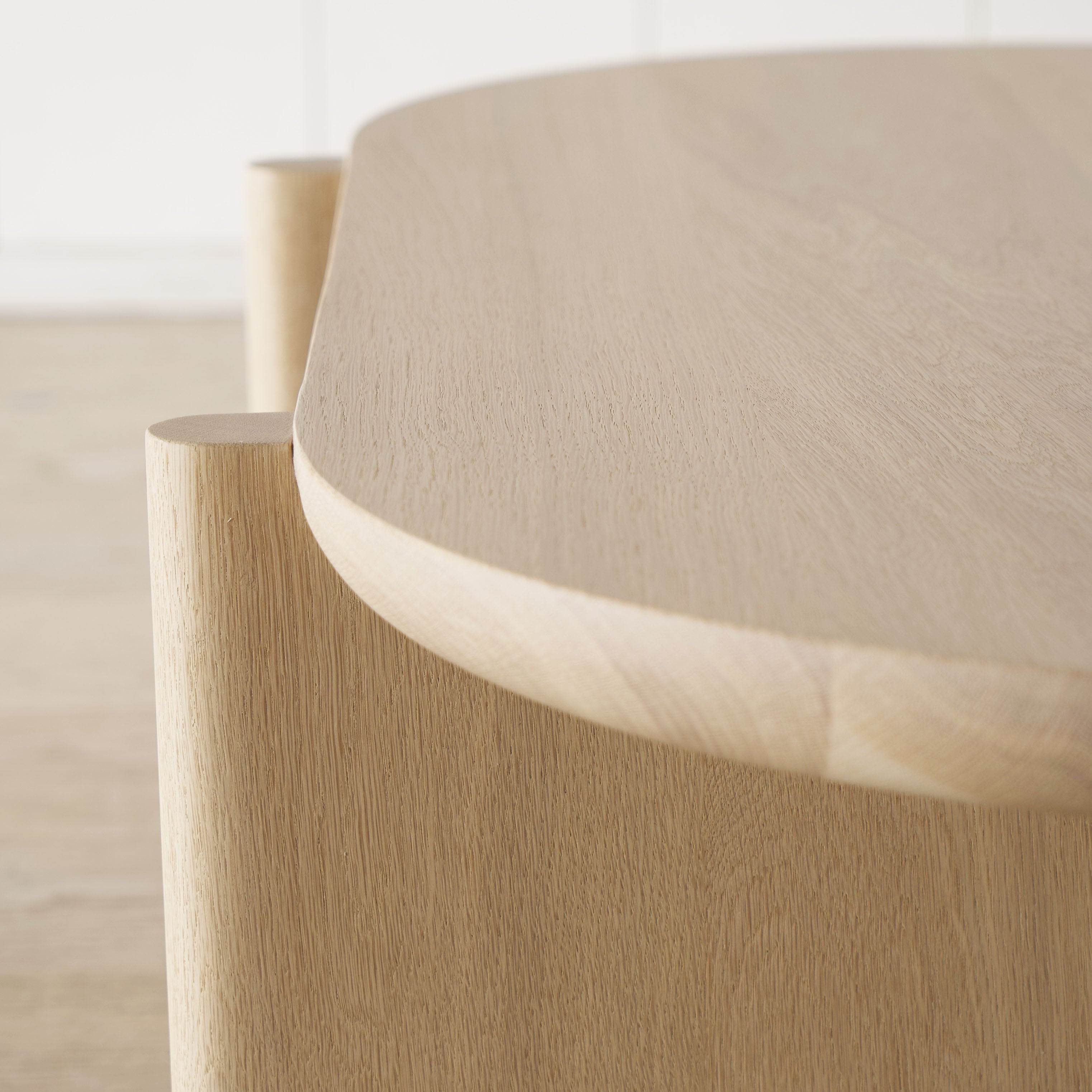 As Shown: Oak finished in Beach White (Discontinued Finish).