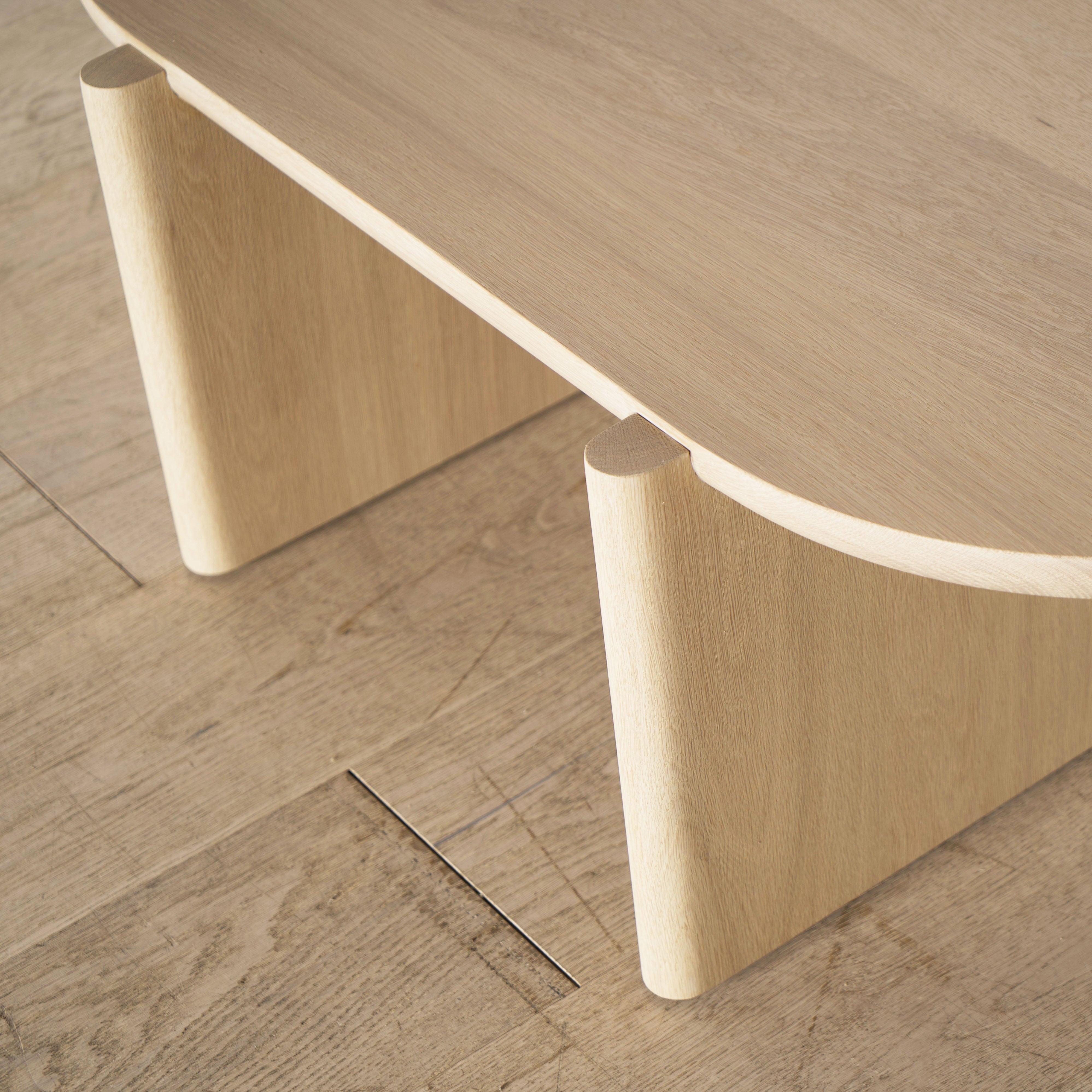 As Shown: Oak finished in Beach White (Discontinued Finish).