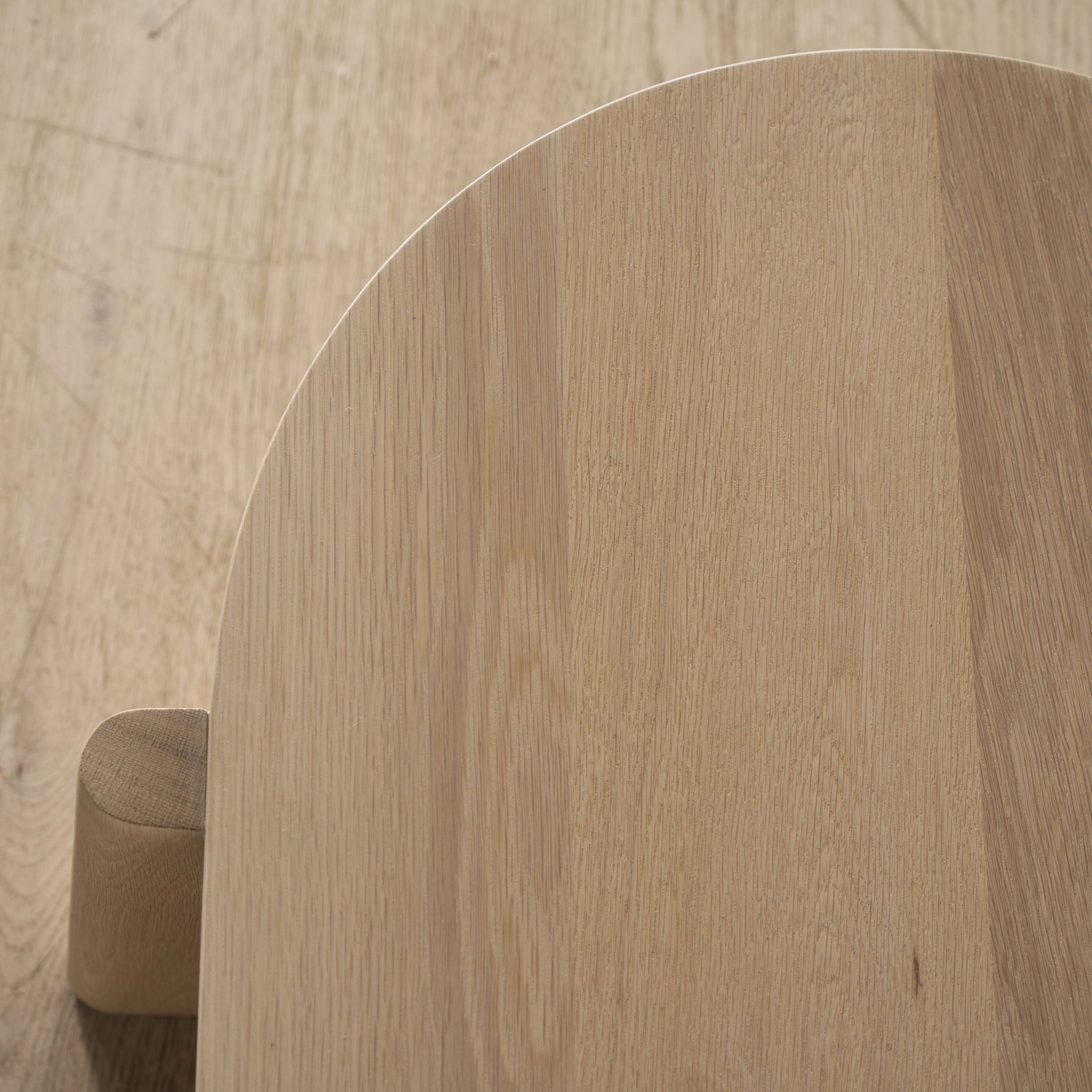 As Shown: Oak finished in Beach White (Discontinued Finish).
