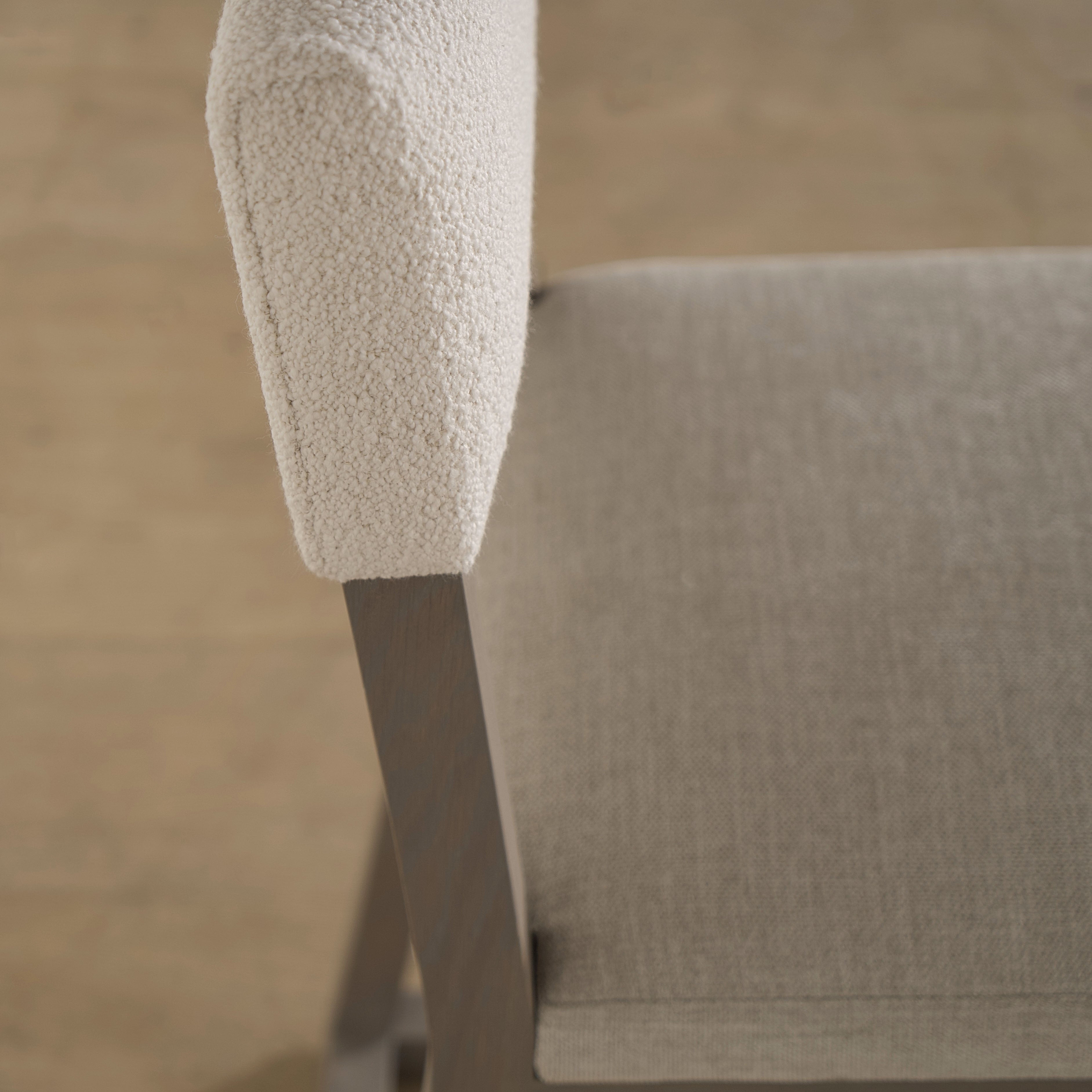 As Shown: in Sawyer Pewter seat and Rome Ivory back, Antique Beige (Discontinued Finish) finish.