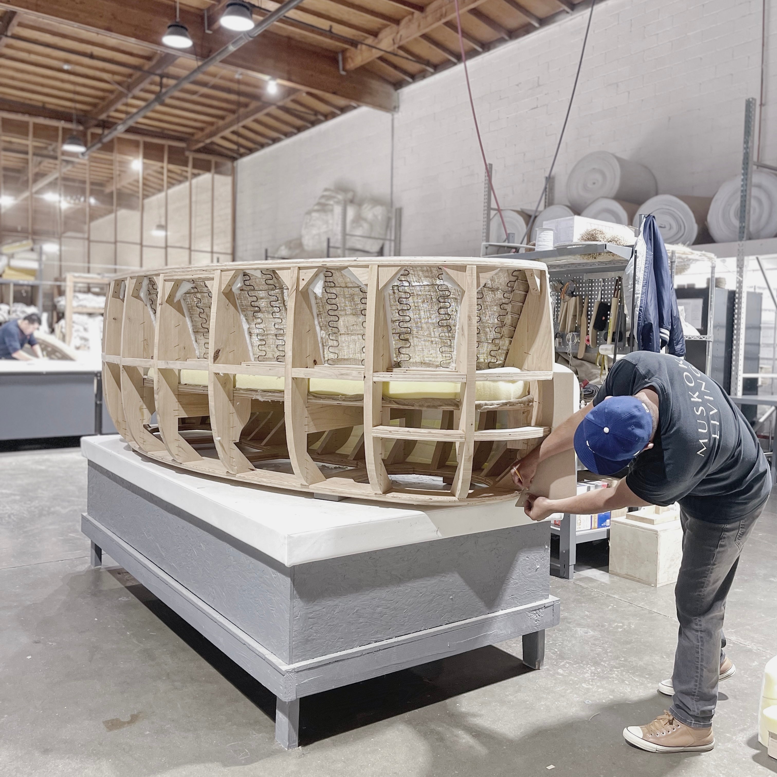 As Shown: Upholstered in Sawyer Wheat, oak base finished in Mint White Natural.