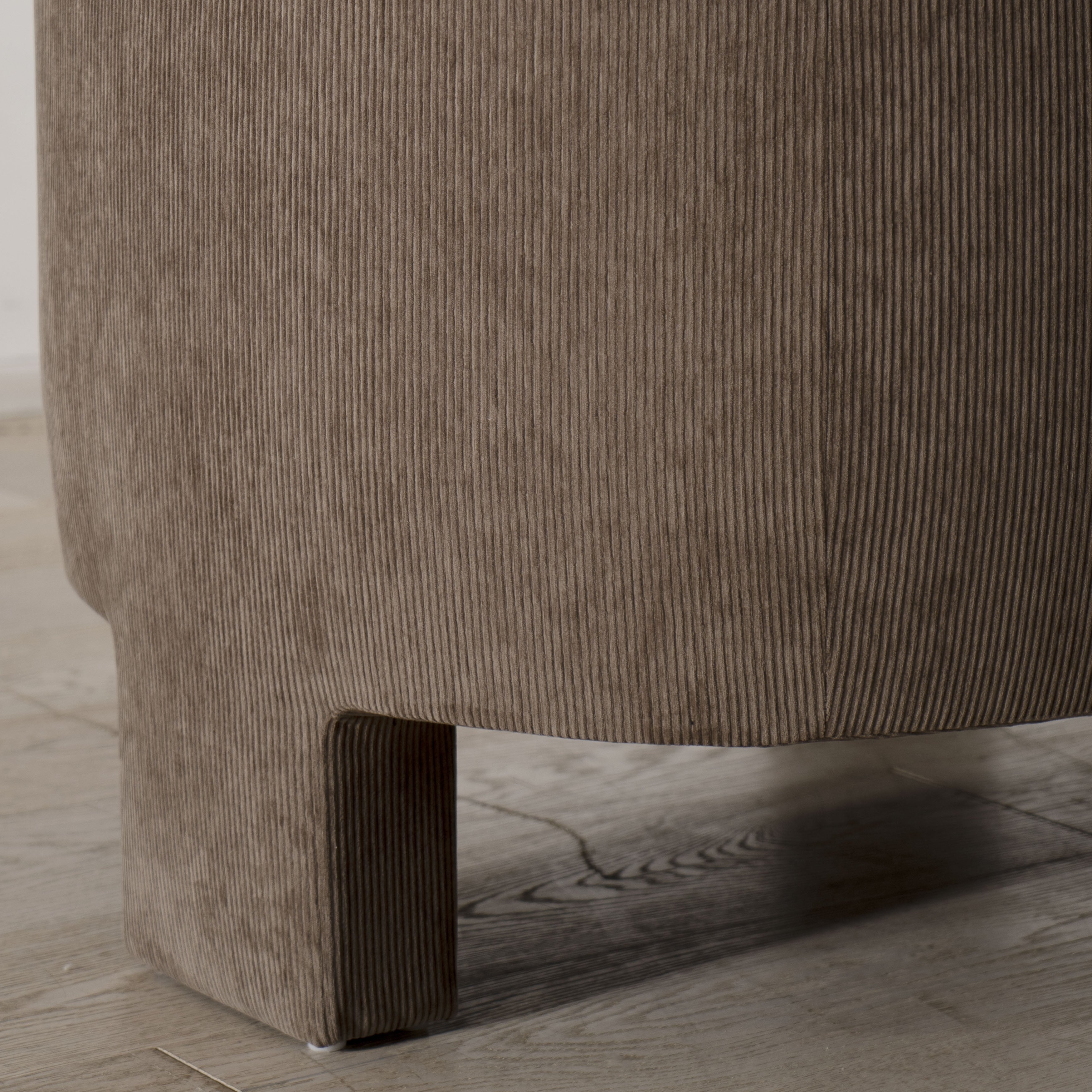 As Shown: in Mila Driftwood and Sky Taupe.Seat height : 19.5"Seat depth : 24"