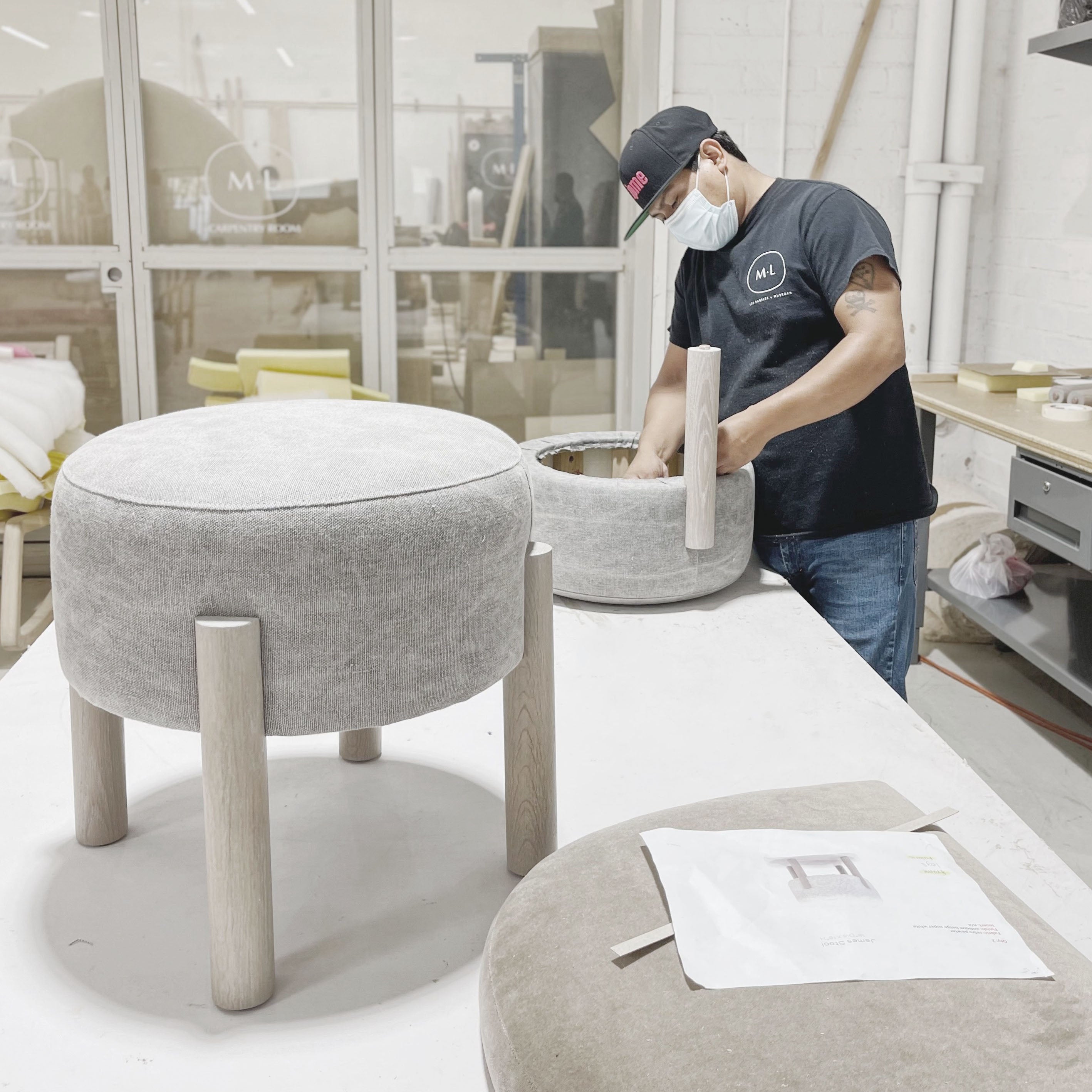 As Shown: in Ivory Shearling, oak finished in Mint White Super White