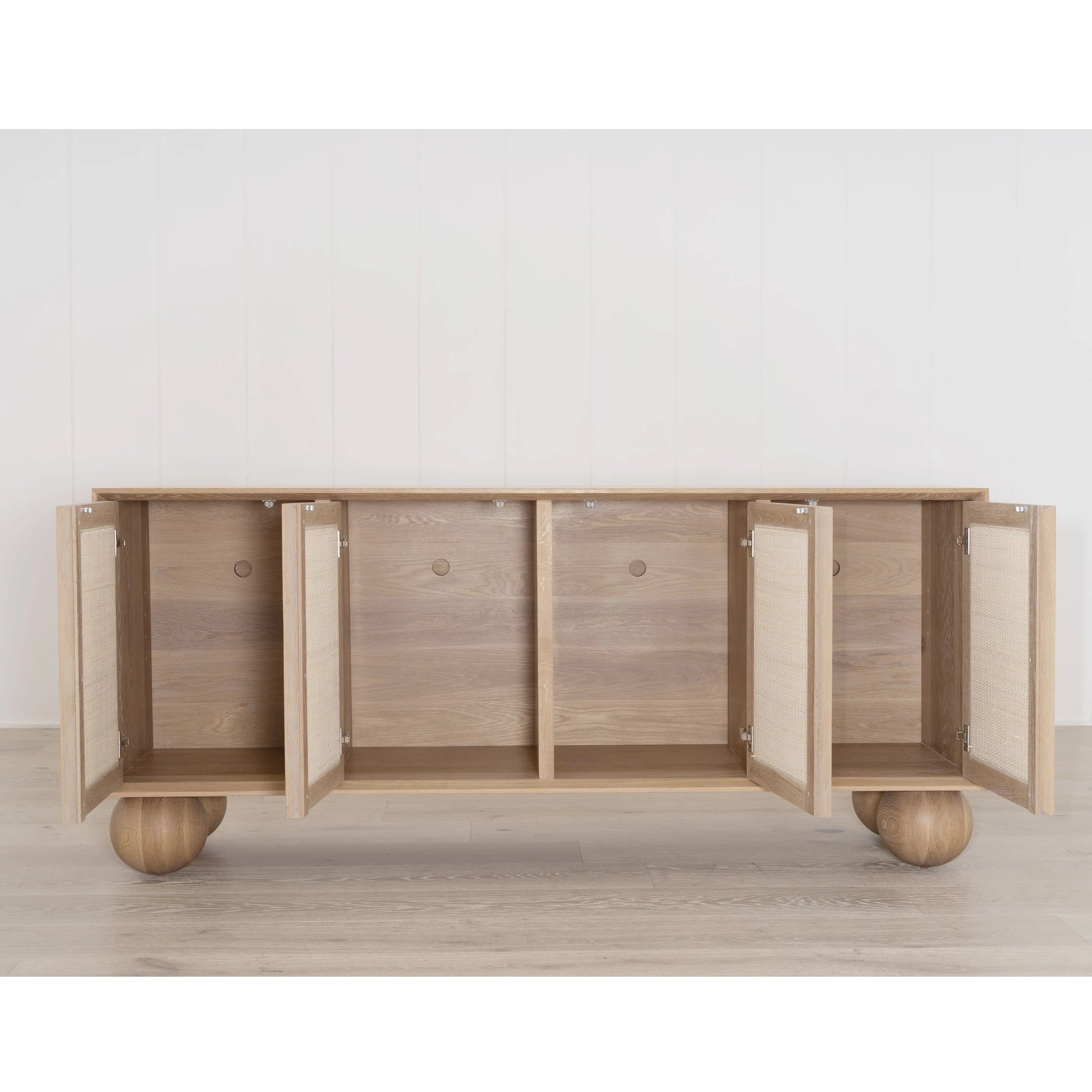 As Shown: in Mint White Natural finish with natural Cane.