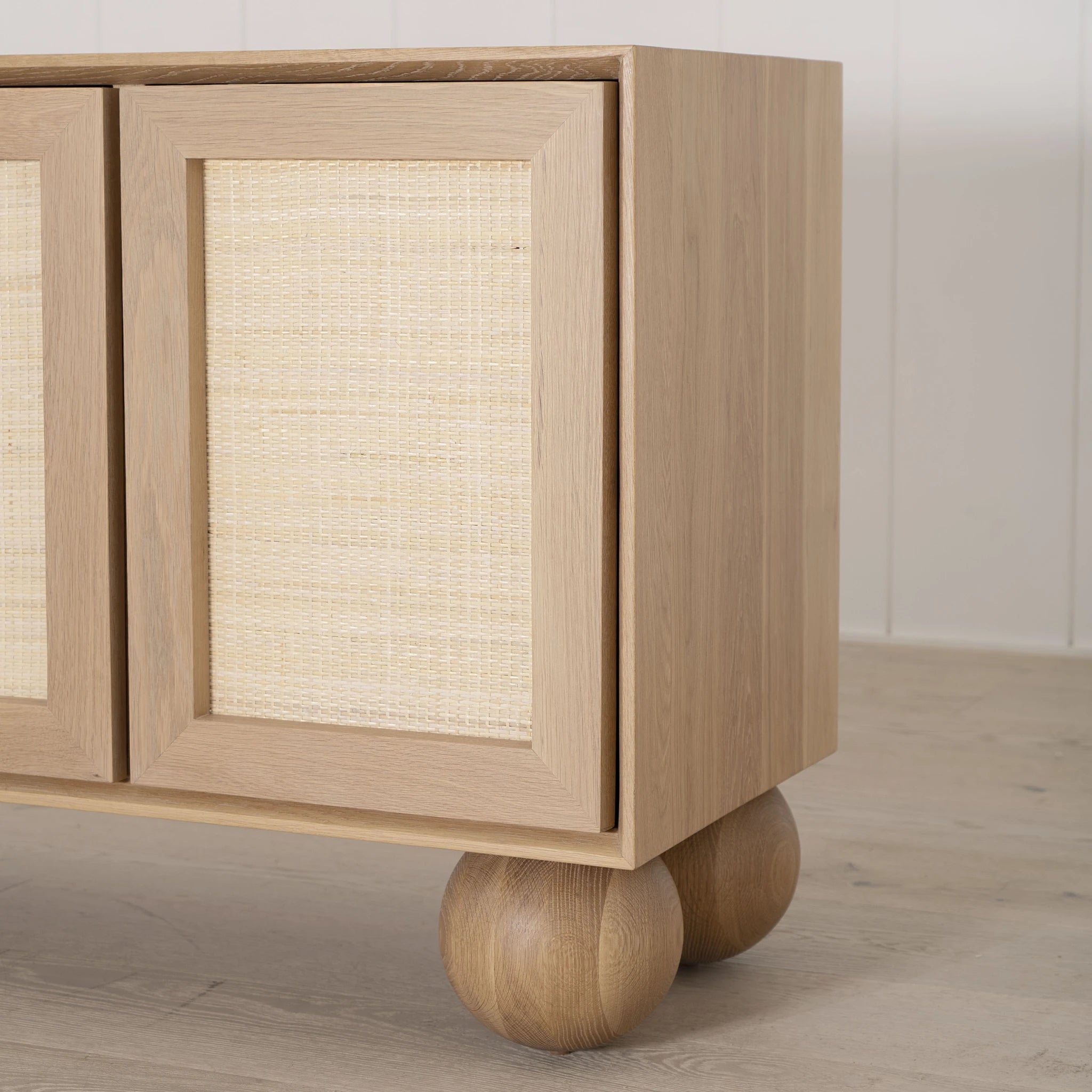 As Shown: in Mint White Natural finish with natural Cane.