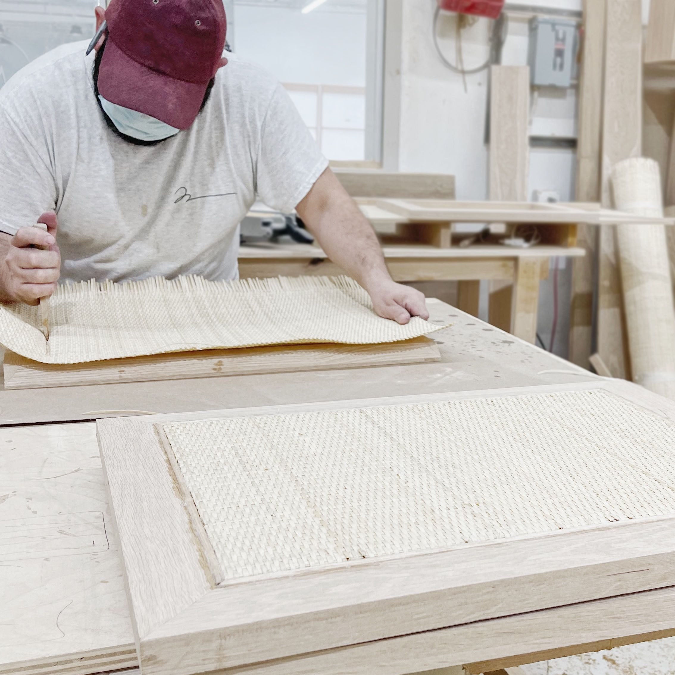 As Shown: in Mint White Natural finish with natural Cane.