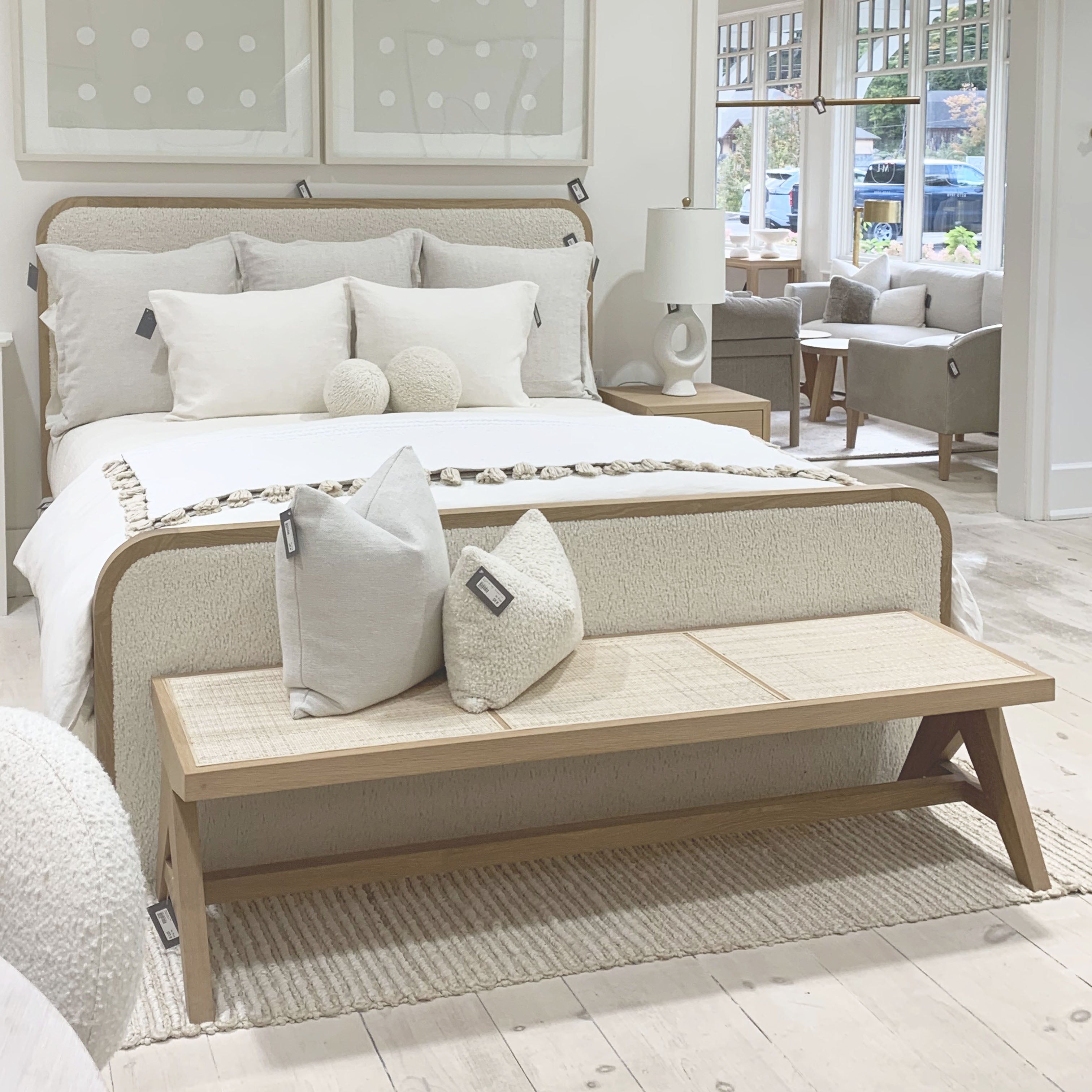 As Shown: in Mint White Natural finish with natural cane