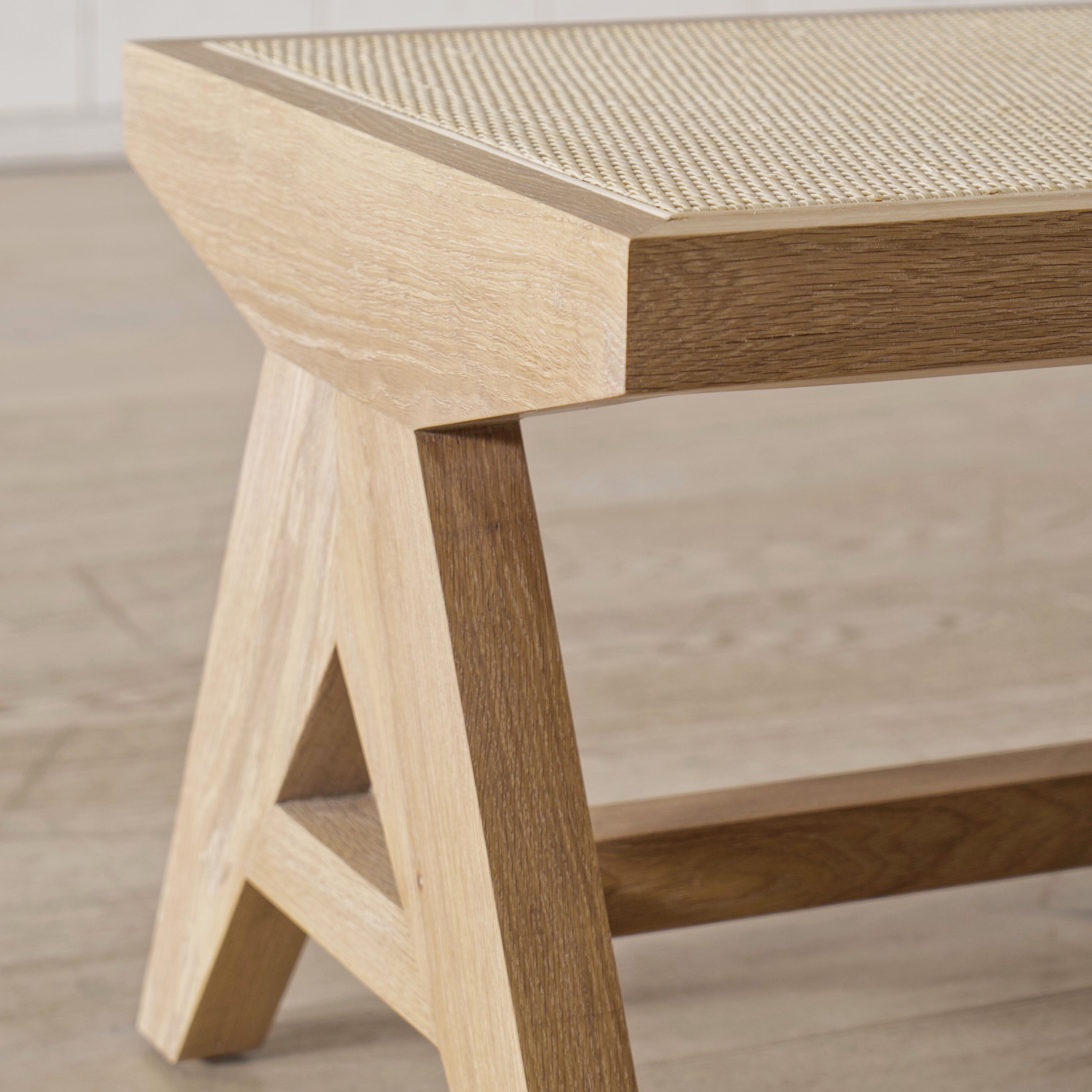 As Shown: in Mint White Natural finish with natural cane