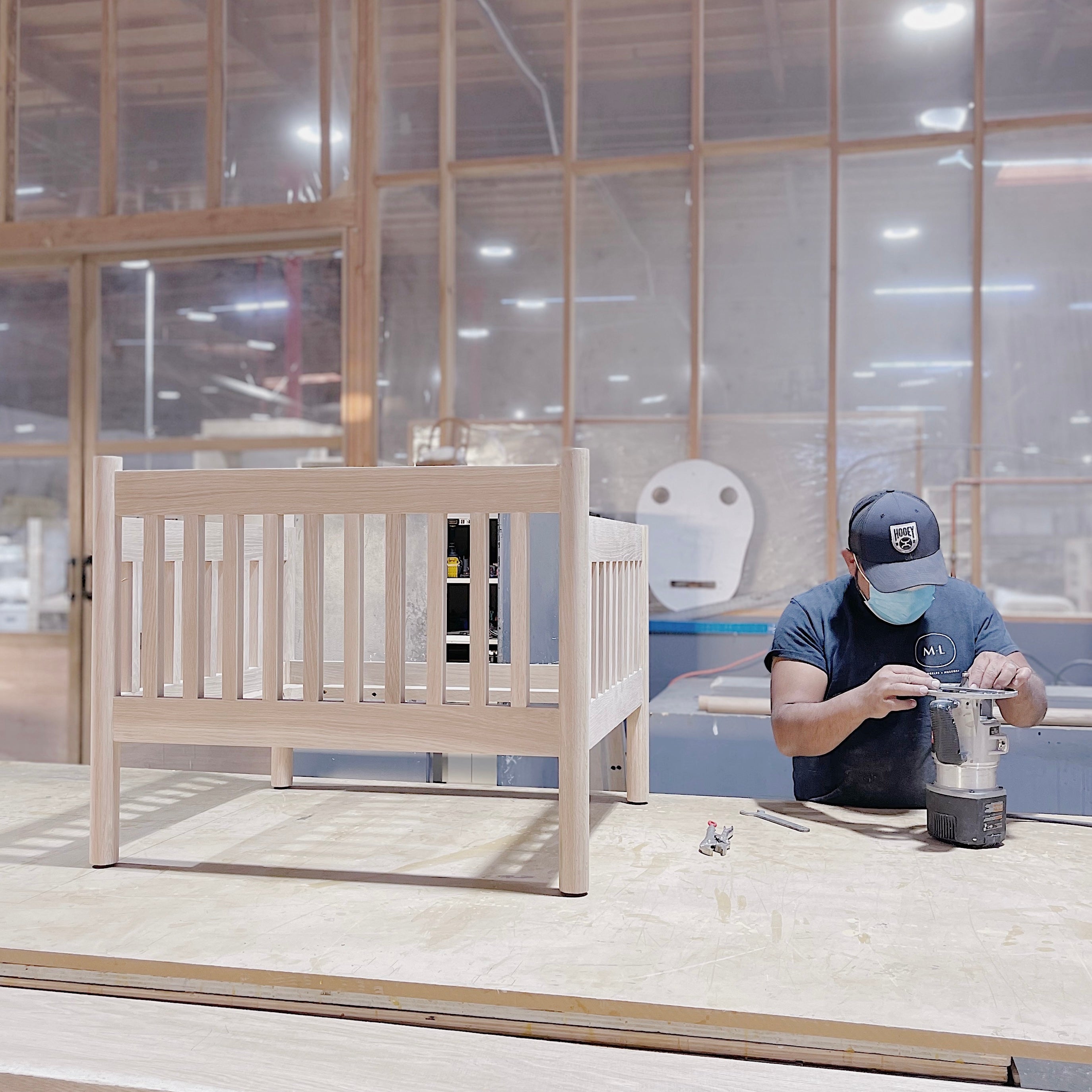 As Shown: in Bellamy Moss, oak finished in Mint White Natural