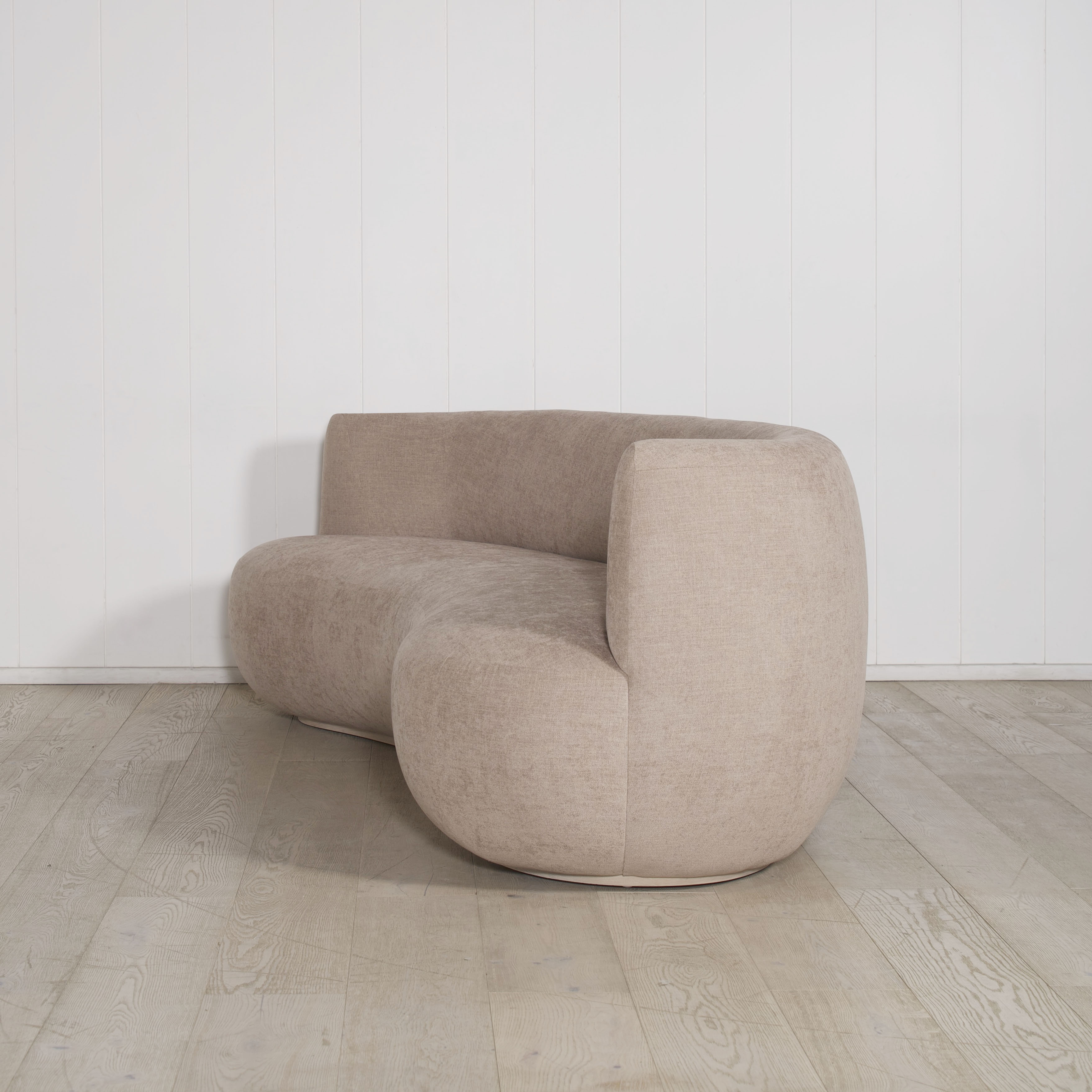 As Shown: Upholstered in Sawyer Wheat, oak base finished in Mint White Natural.